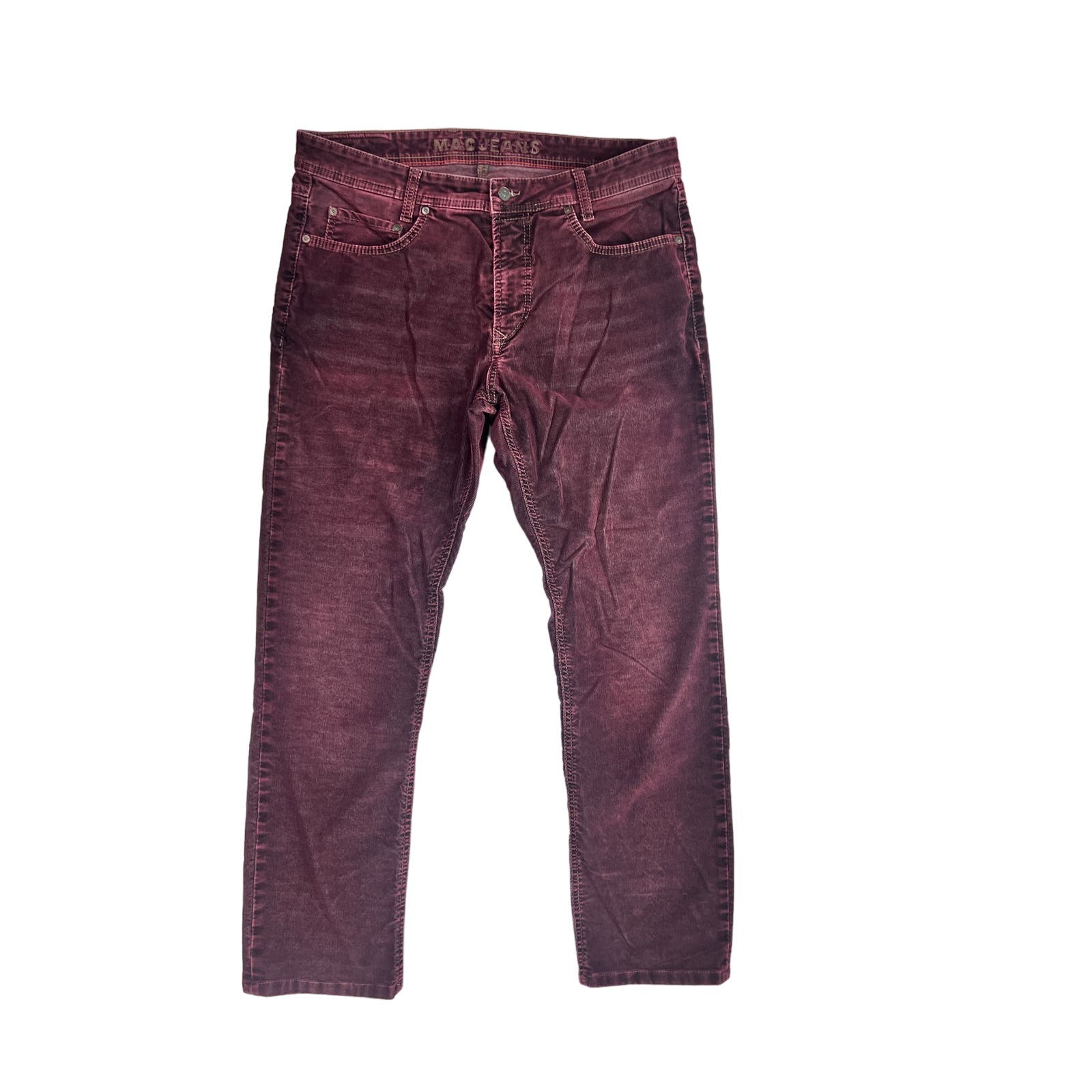 MAC Jeans Arne Pipe Corduroy Pants Mens 35x29 Stretch Maroon Vintage Wash