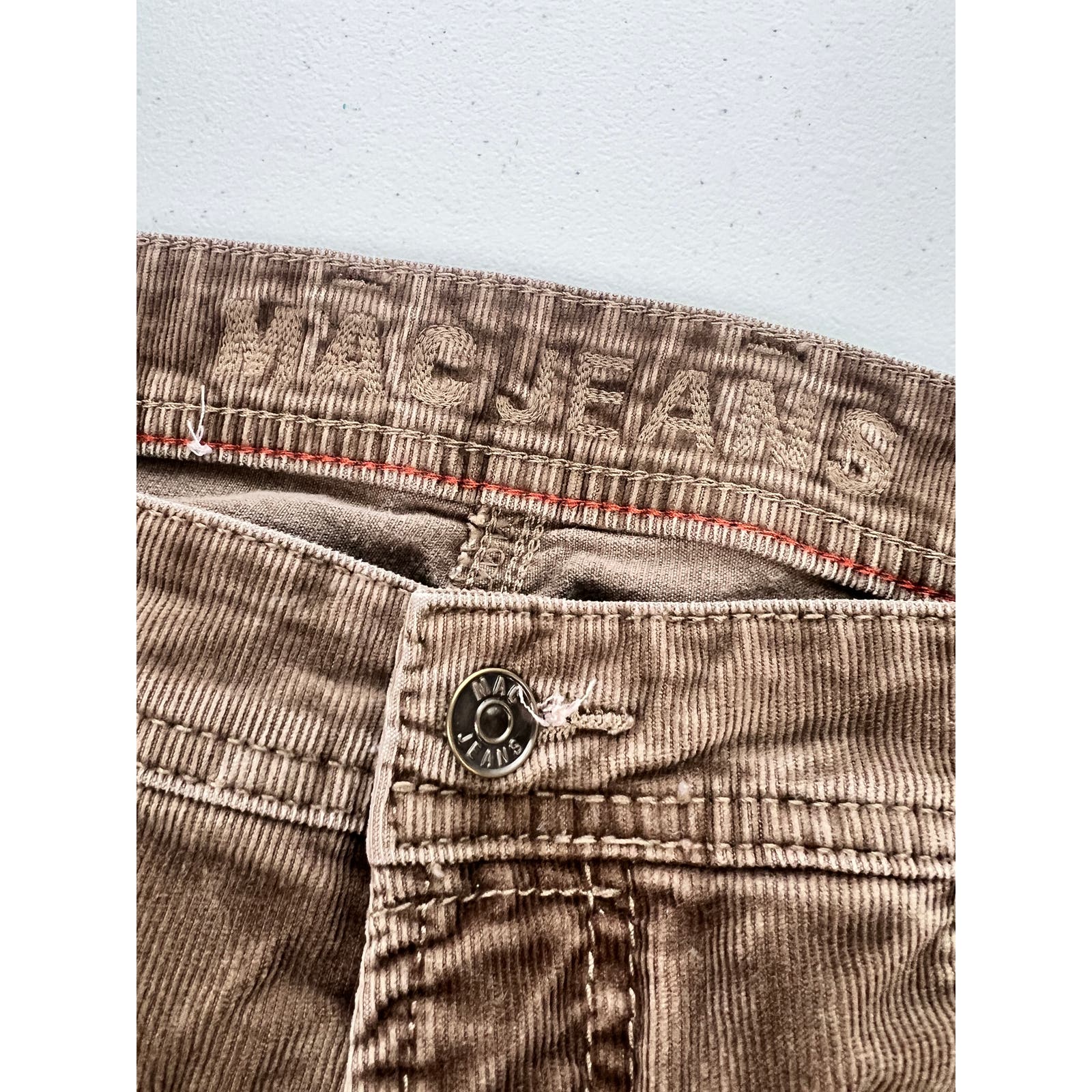 MAC Jeans Arne Pipe Corduroy Pants Mens 36x32 Stretch Tan Vintage Wash Straight