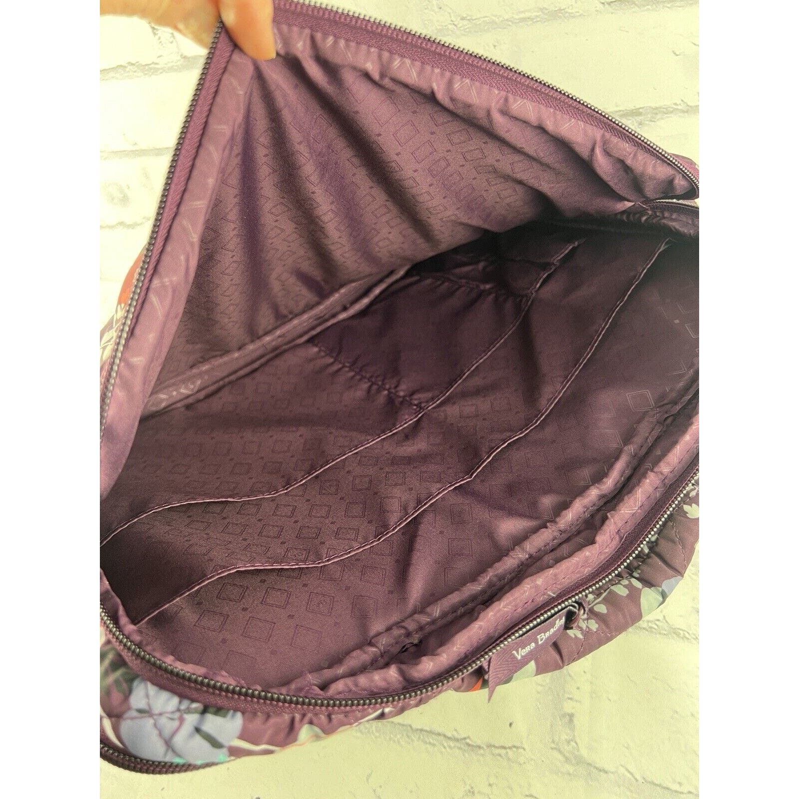 Vera Bradley Laptop Portfolio Crossbody Bag 16”x11” Purple Floral Flowers Handle