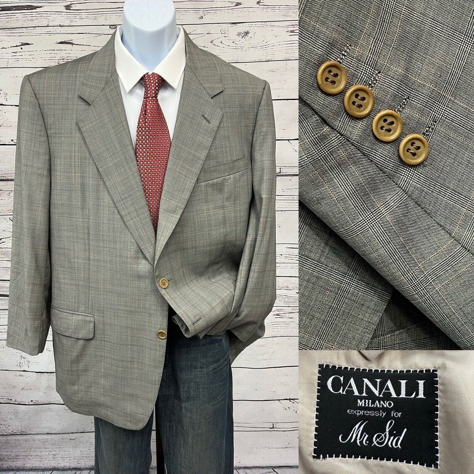 Canali 2 Button Sport Coat Men’s EUR 58R US 48R Super 100’s Wool Gray Plaid