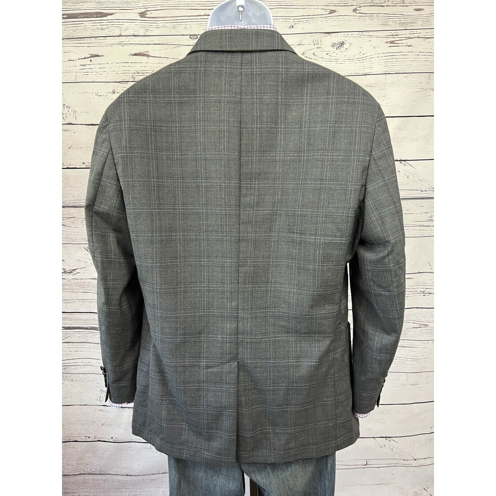 Banana Republic Blazer Mens 42R Performance Wool Blend Slim Fit Windowpane Gray