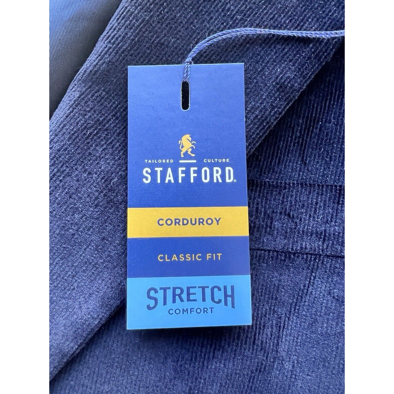 Stafford Classic Fit Corduroy 2 Button Blazer Men’s 44L Elbow Patch Sports Coat