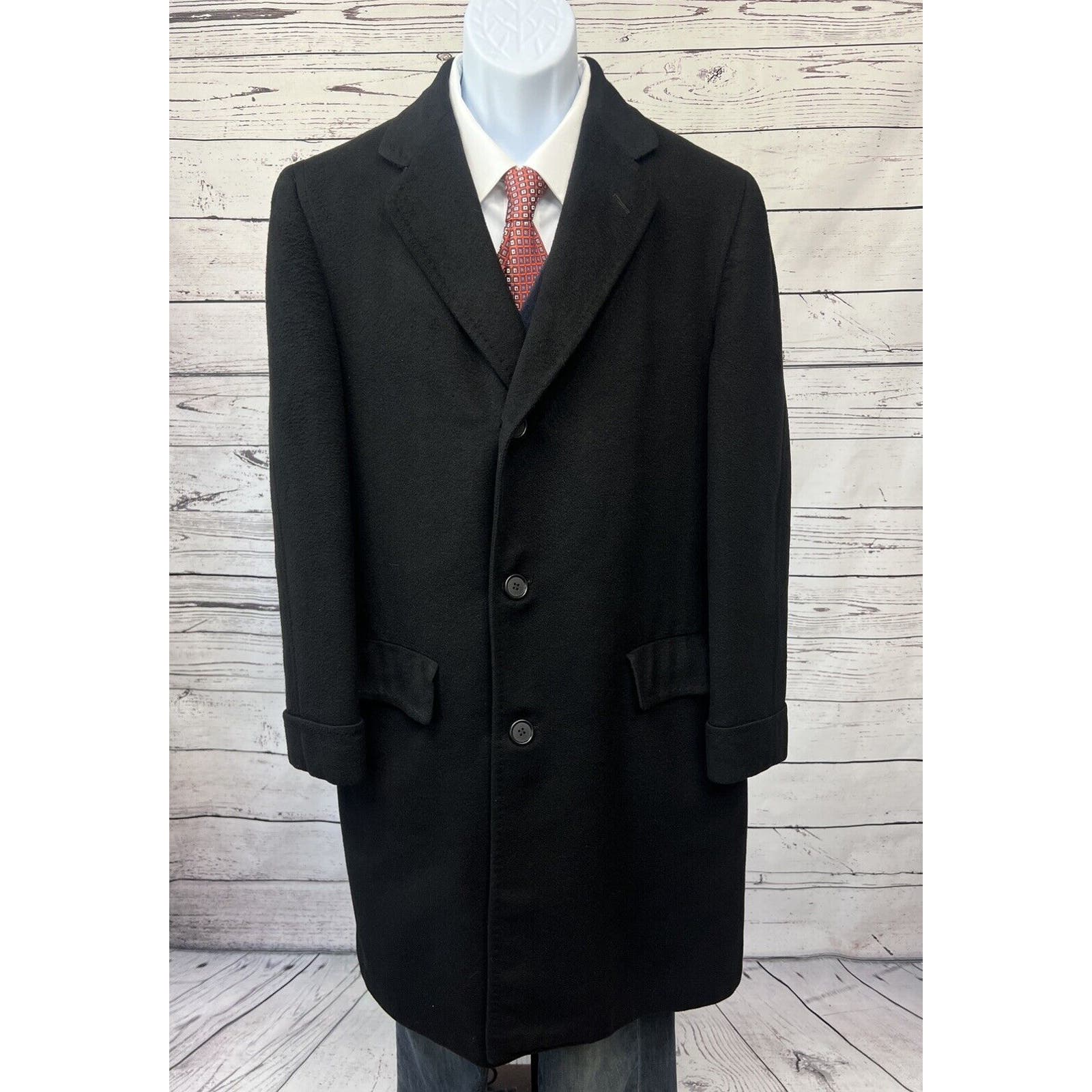 Vintage Dhalishan Overcoat 100% Cashmere Coat Men’s Large Black 1970