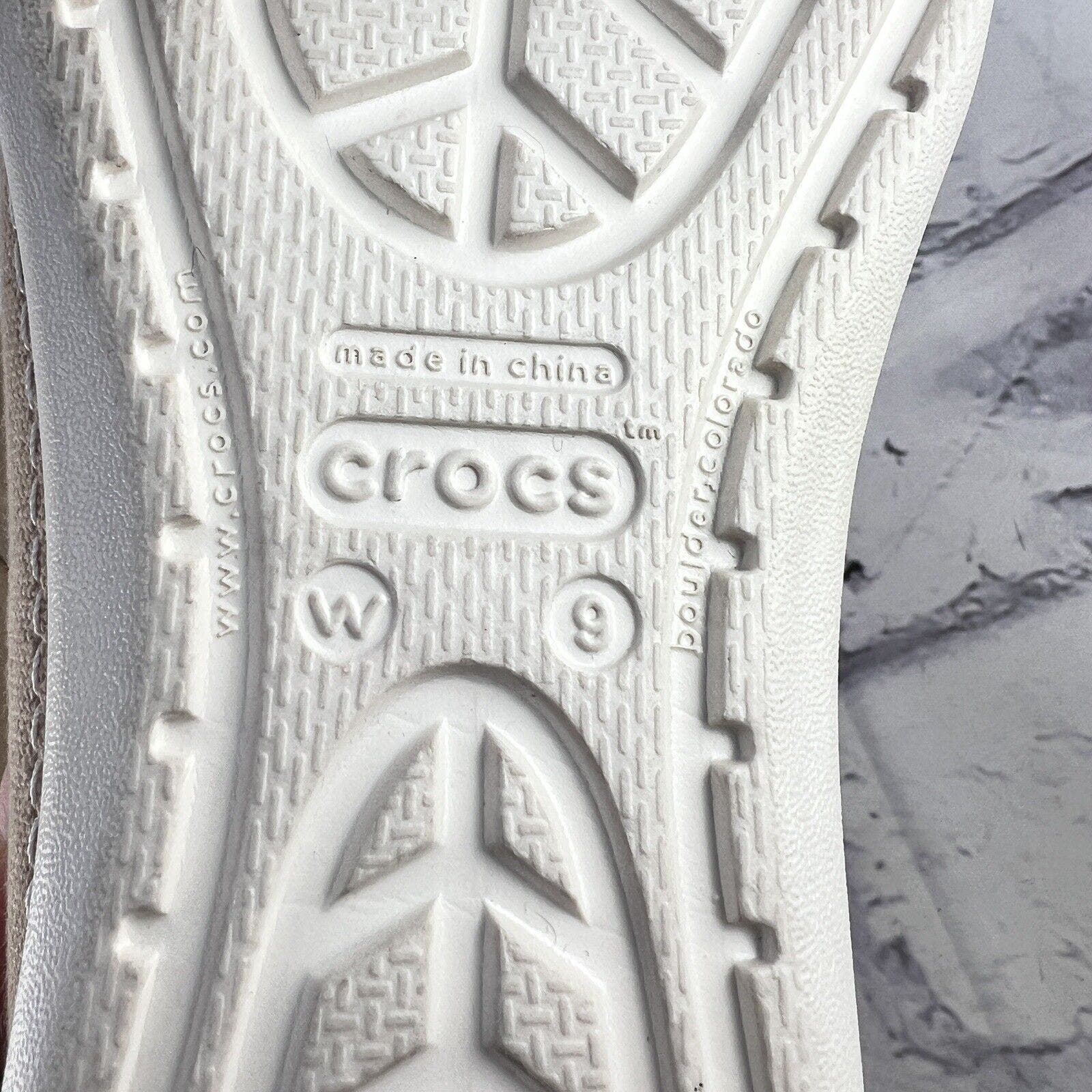 Crocs Santa Cruz Women’s Size 9 Canvas Slip On Comfort Shoe Beige Casual