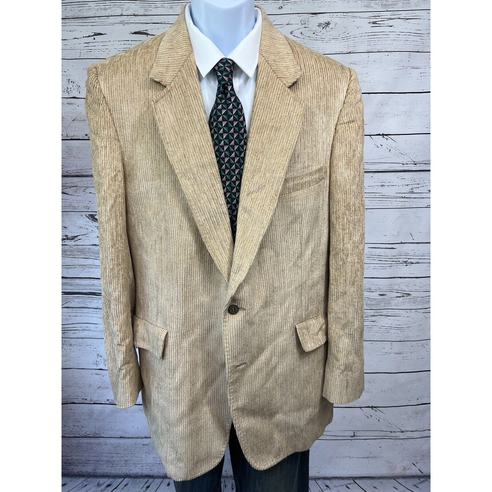 Henry Singer 2 Button Blazer Men’s 46T Silk Sport Coat Jacket Cream Oatmeal