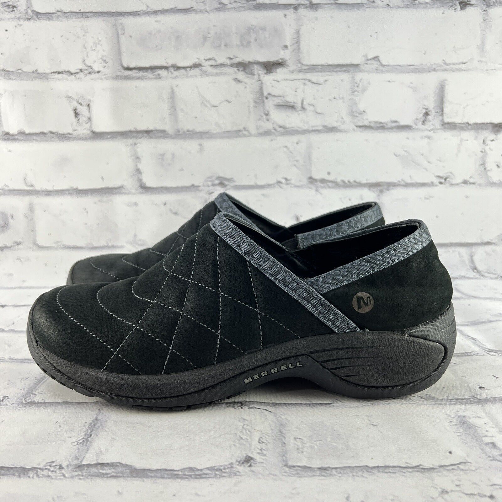 Merrell Encore Quilt Slip On Shoes Women’s 11 Black Suede Leather Comfort