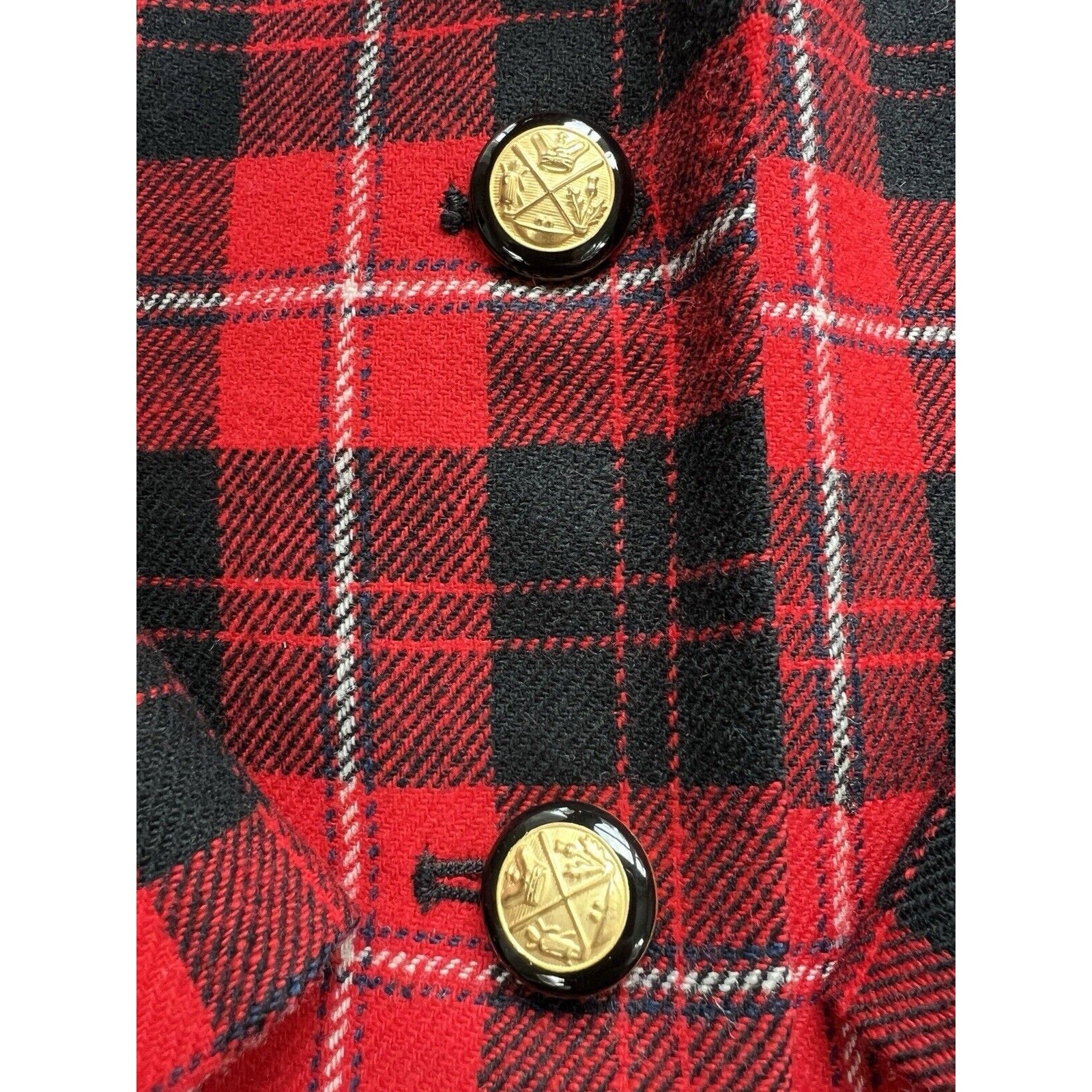 Pendleton 2 Button Blazer Women’s 16 Petite Red Buffalo Plaid Wool Jacket USA