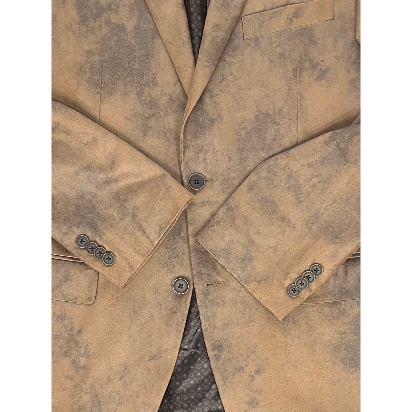 Michael Kors Men's Sport Coat 40R Distressed Faux Leather Blazer Jacket Brown