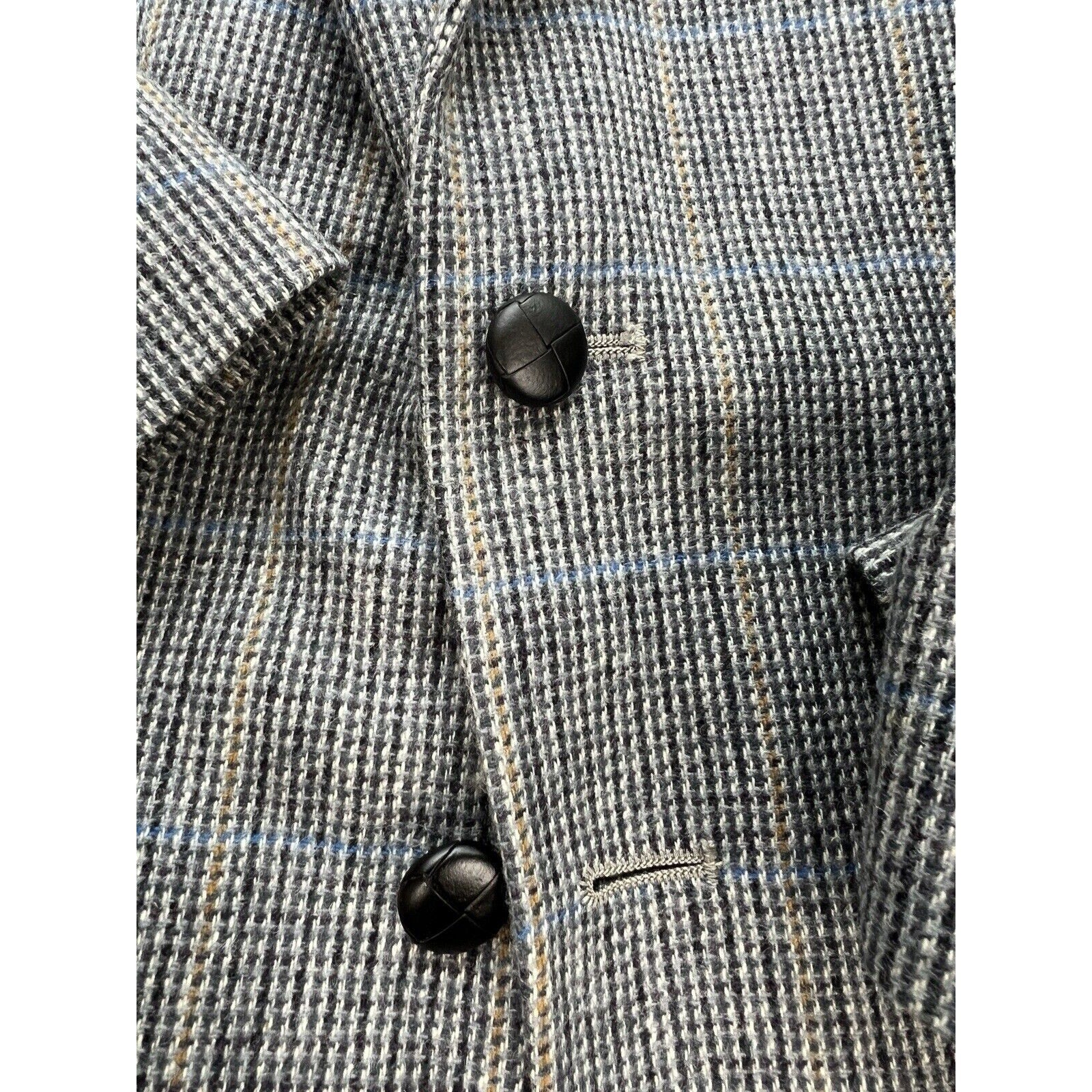 Bardstown 2 Button Blazer Men 48L Windowpane Wool Sport Coat Jacket Gray