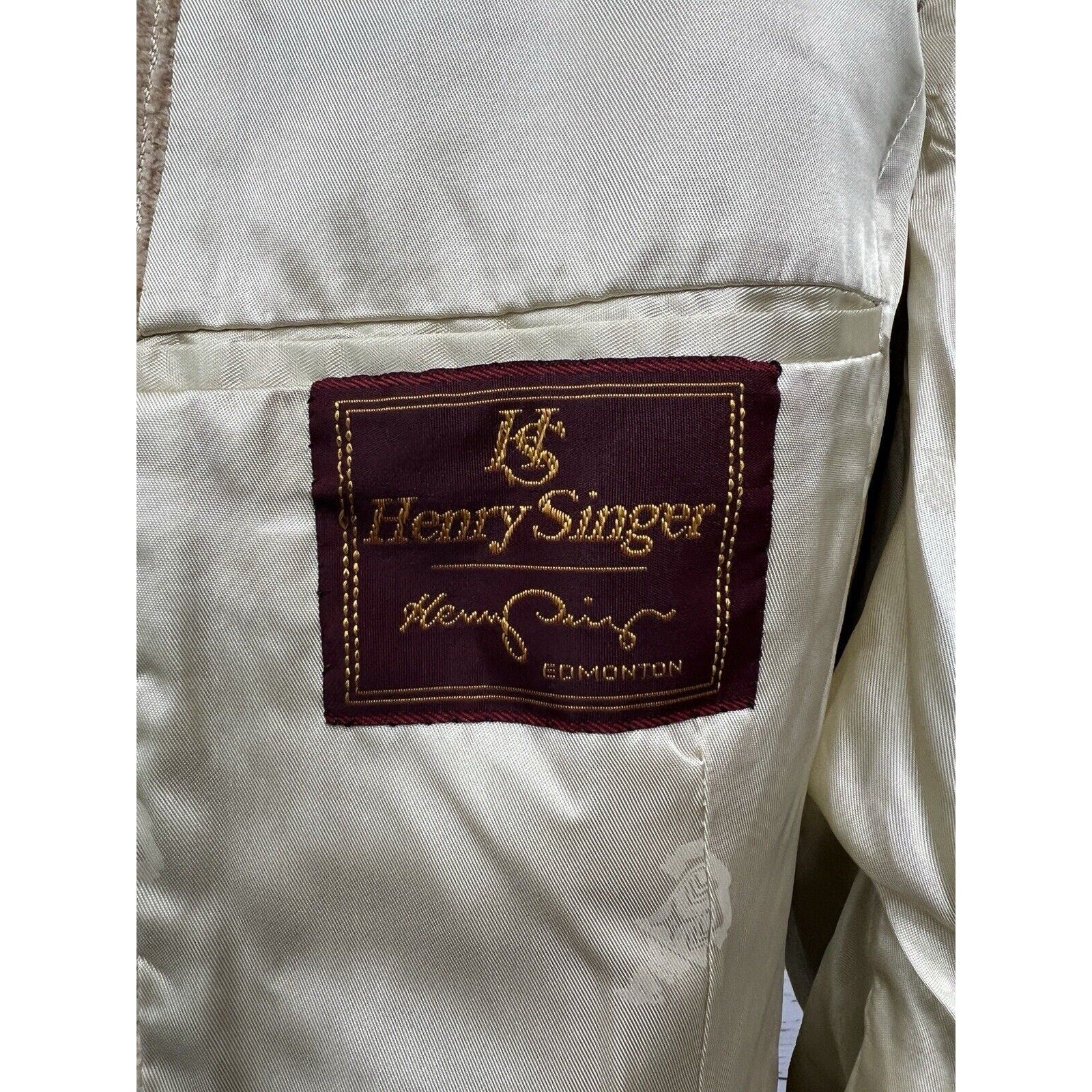 Henry Singer 2 Button Blazer Men’s 46T Silk Sport Coat Jacket Cream Oatmeal