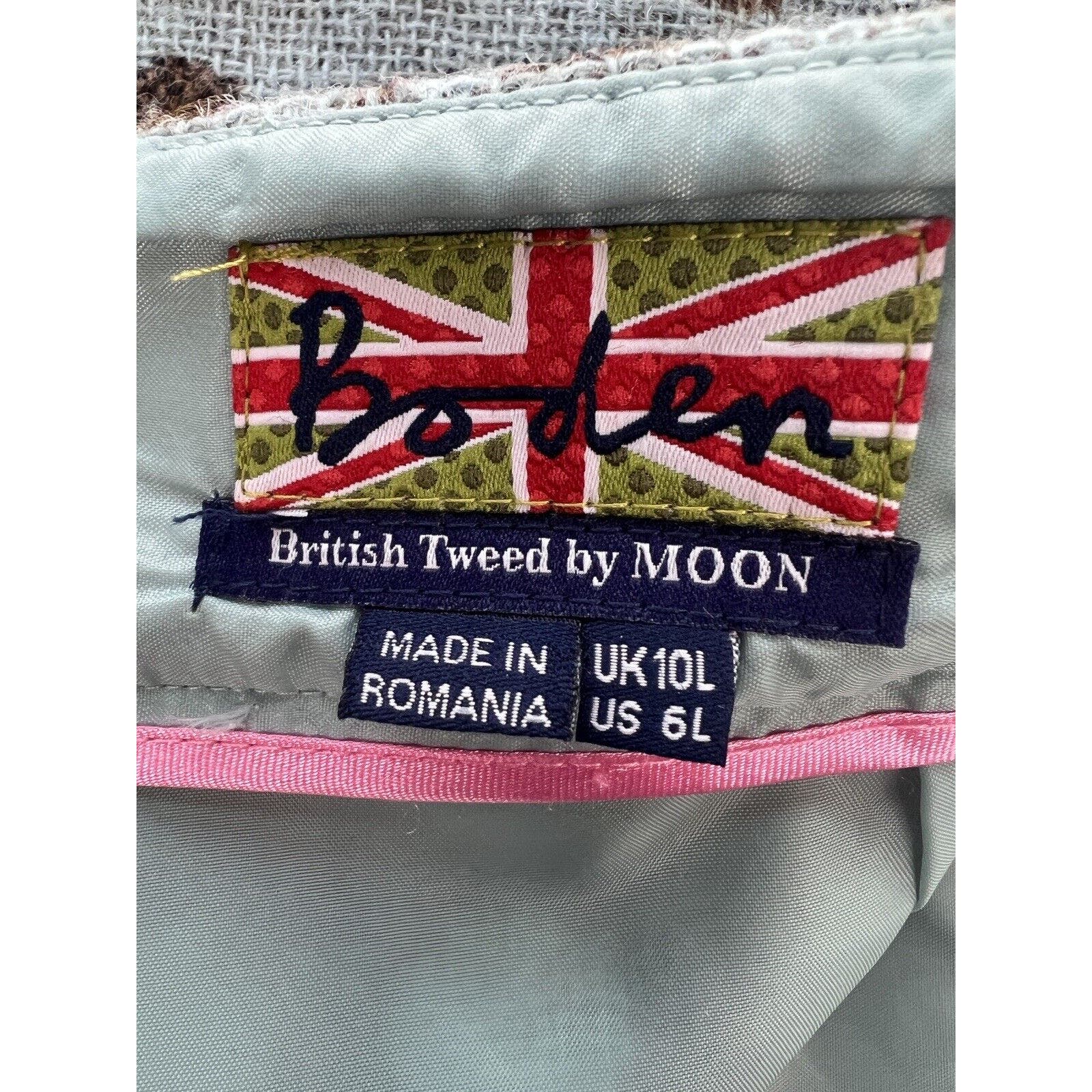 Boden Wool Skirt Women’s Size 6 British Tweed By Moon Polka Dot Teal Brown