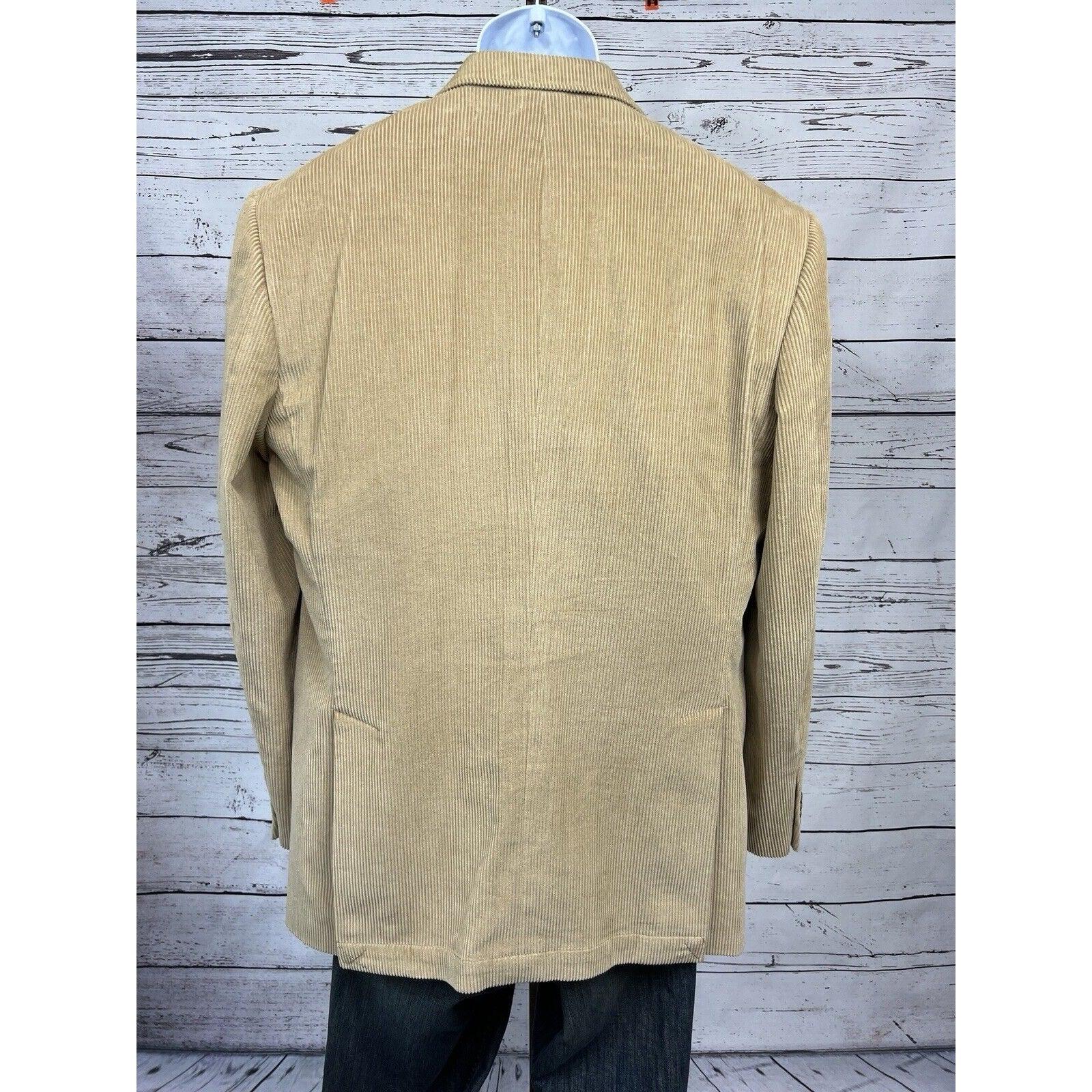 Alan Flusser 2 Button Sport Coat Men’s 42L Corduroy Beige Cotton Jacket Blazer