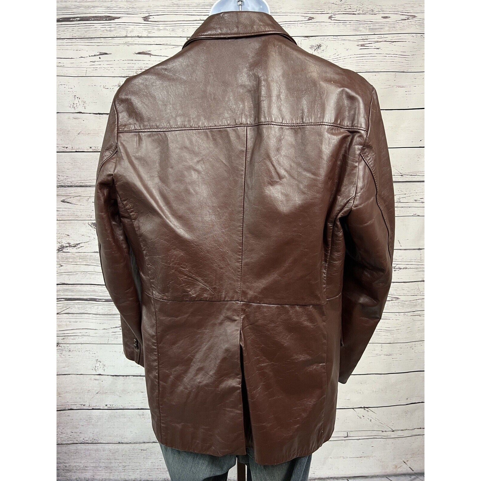 Vintage Sears Leather Jacket Mens 42 Blazer Coat Mobster Gangster 70’s USA Made