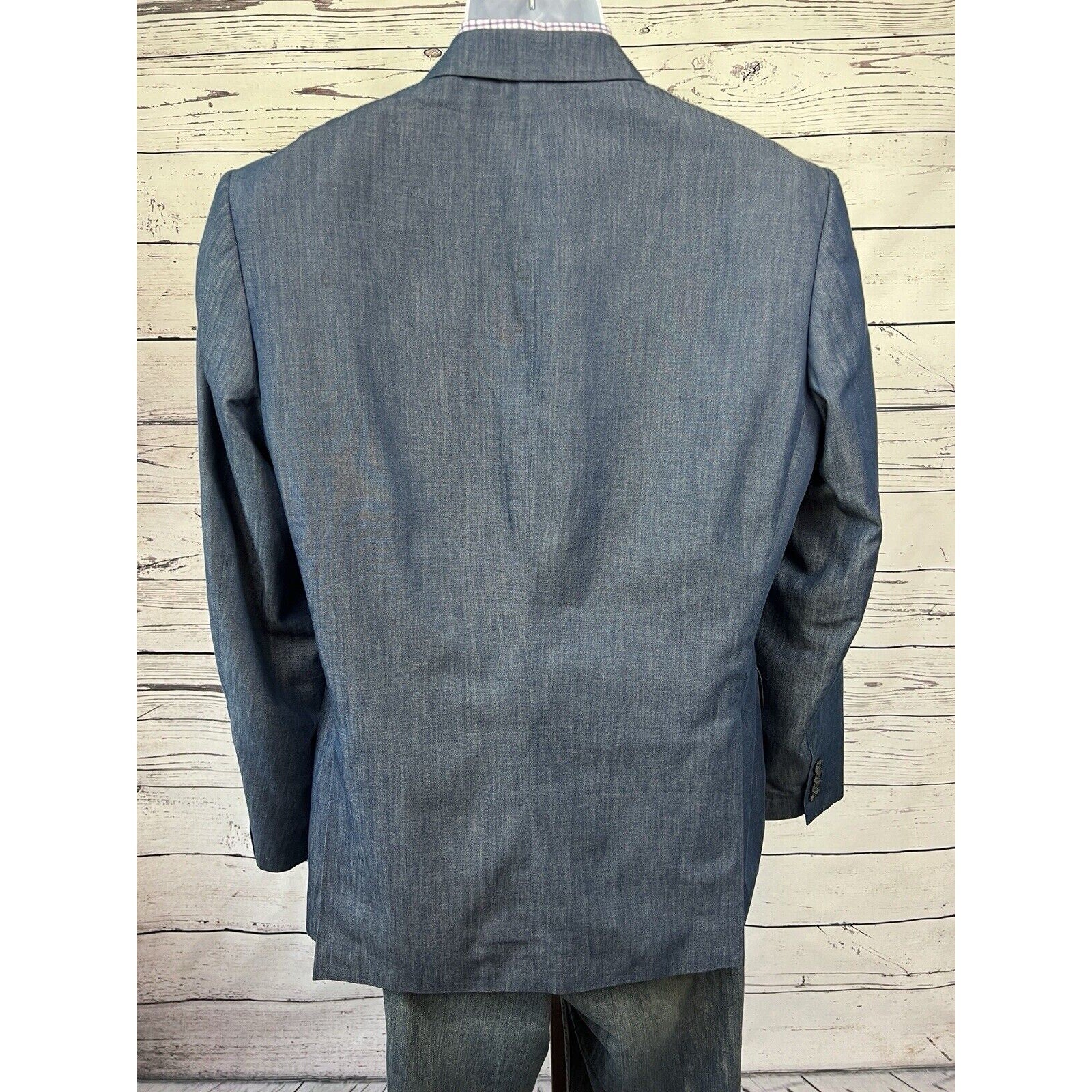 Jones New York 2 Button Sport Coat Men’s 40R Blue Denim Look Blazer Suit Jacket