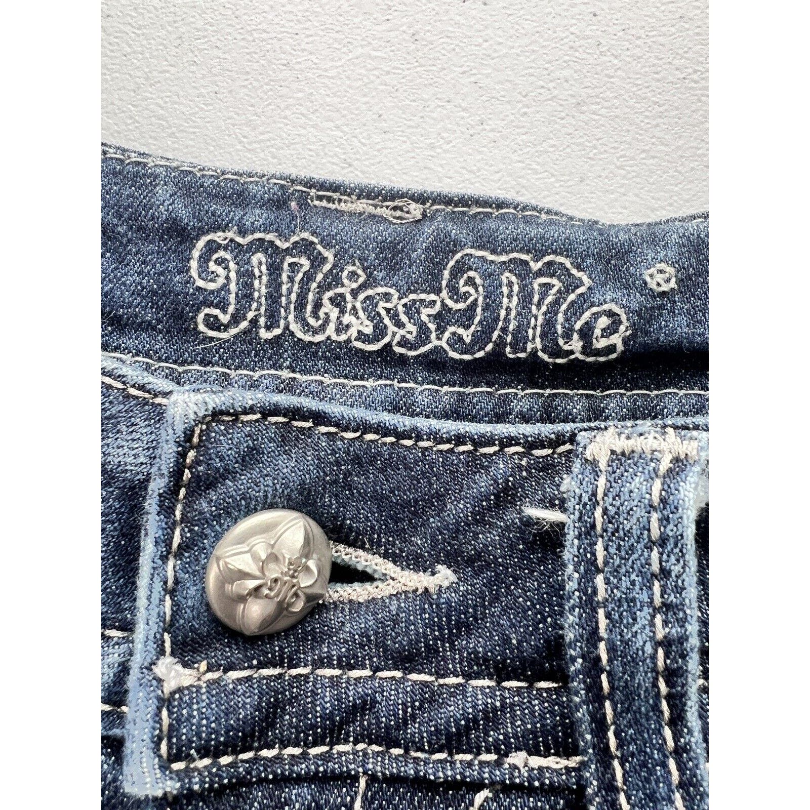Miss Me JE6099T2N Jeans Women's 26 Low Rise Stretch Fleur De Lis Embroidered