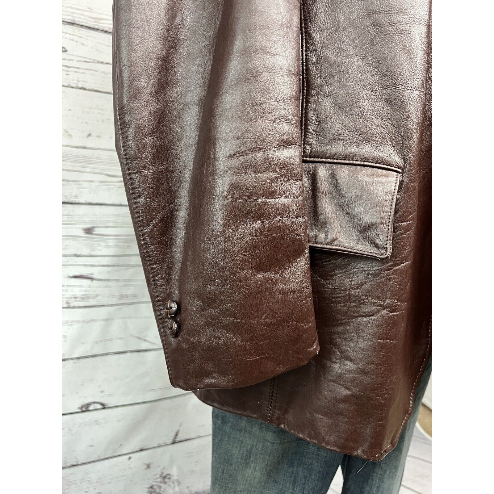 Vintage Sears Leather Jacket Mens 42 Blazer Coat Mobster Gangster 70’s USA Made