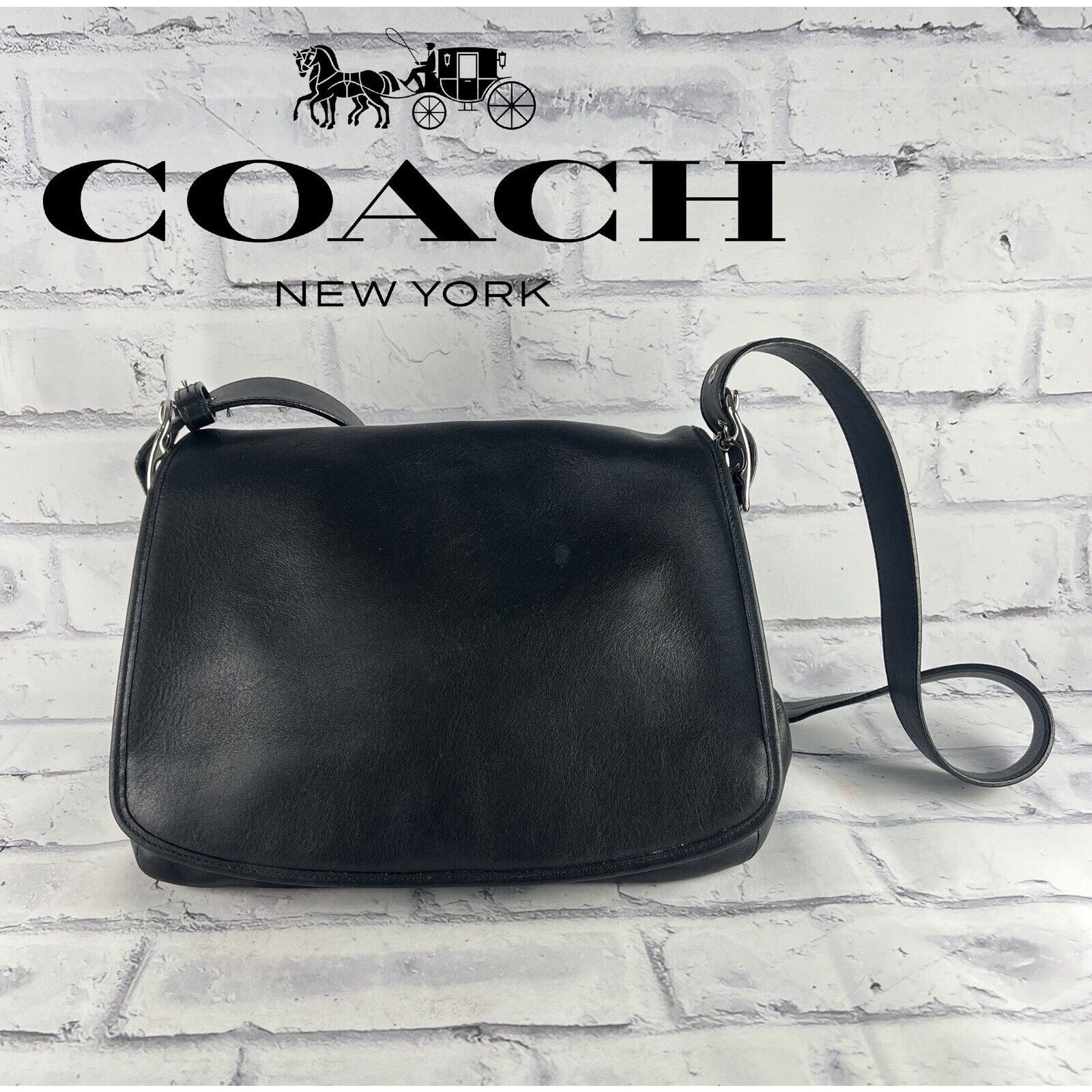 Coach Legacy Flap Saddlebag Leather Crossbody Shoulder Bag Black Vintage Charm