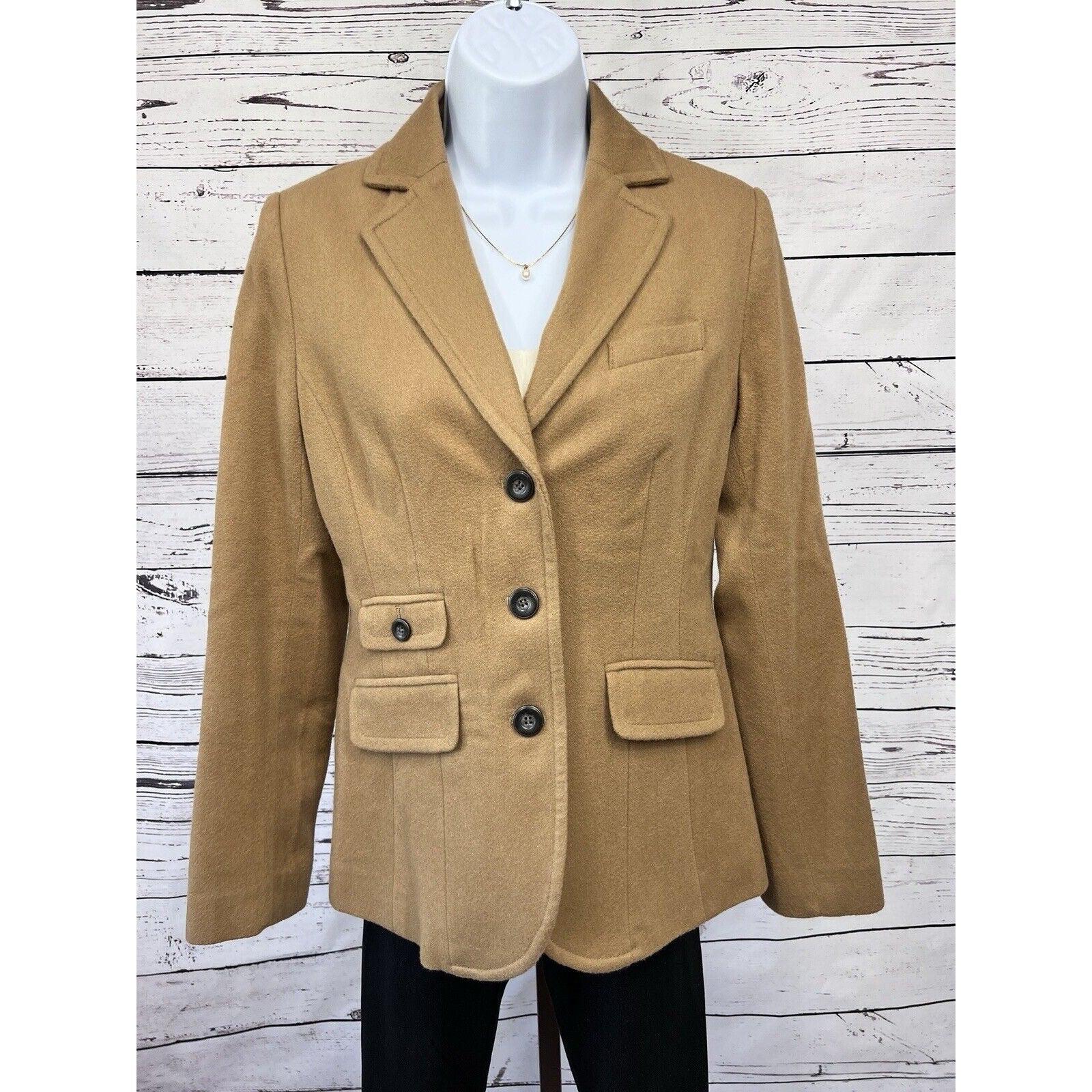 Eddie Bauer Wool Blazer Jacket Women’s Size 2 Camel Tan Coat