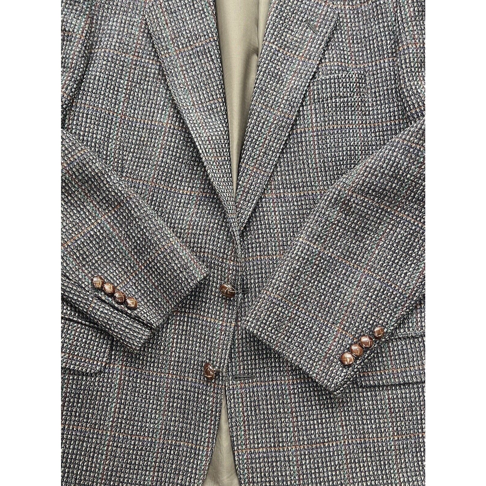 Stafford Sport Coat 43R British Isles Tweed Windowpane England Wool Vintage