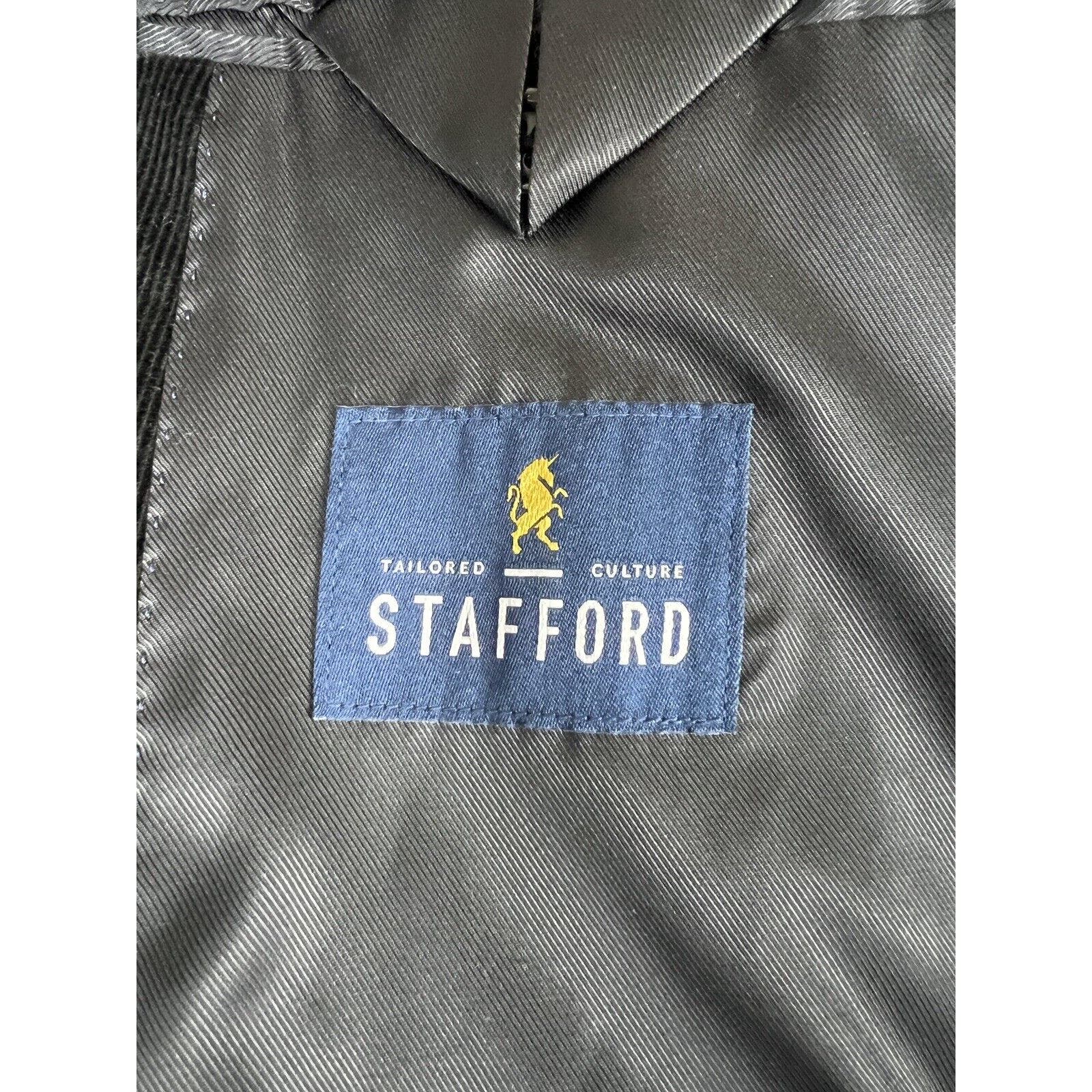 Stafford 2 Button Blazer Corduroy Mens 54R Sport Coat Jacket Classic Fit Black