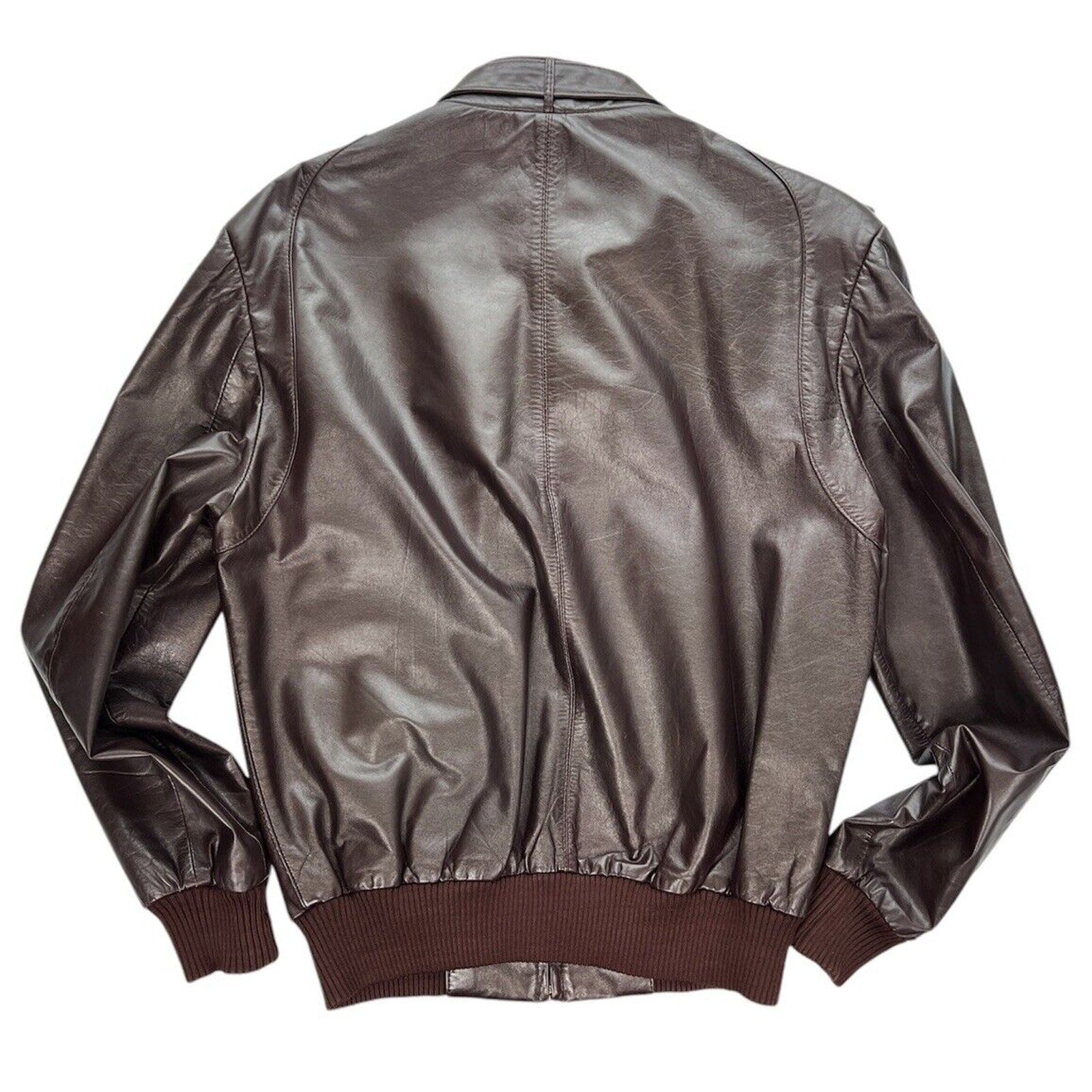 Vintage Leather Bomber Jacket Mens 42 Large Motorcycle Biker Racer Coat 70s