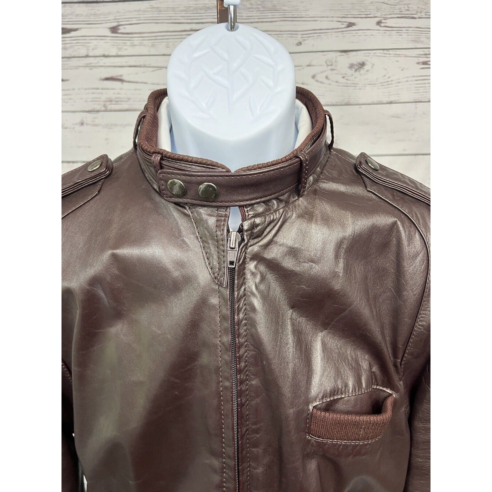 Vintage Leather Bomber Jacket Mens 42 Large Motorcycle Biker Racer Coat 70s