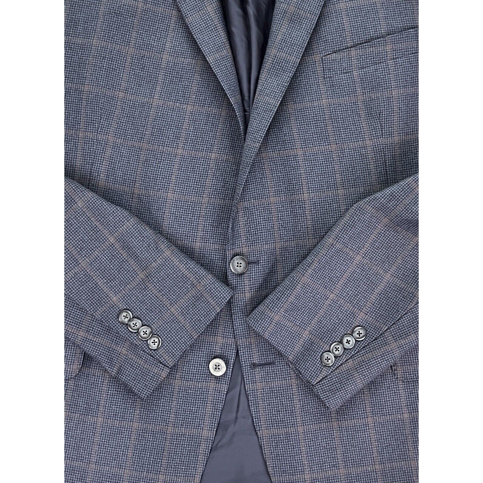 Coppley Gibson 2 Button Sport Coat Mens 50T Windowpane Wool Blue Jacket