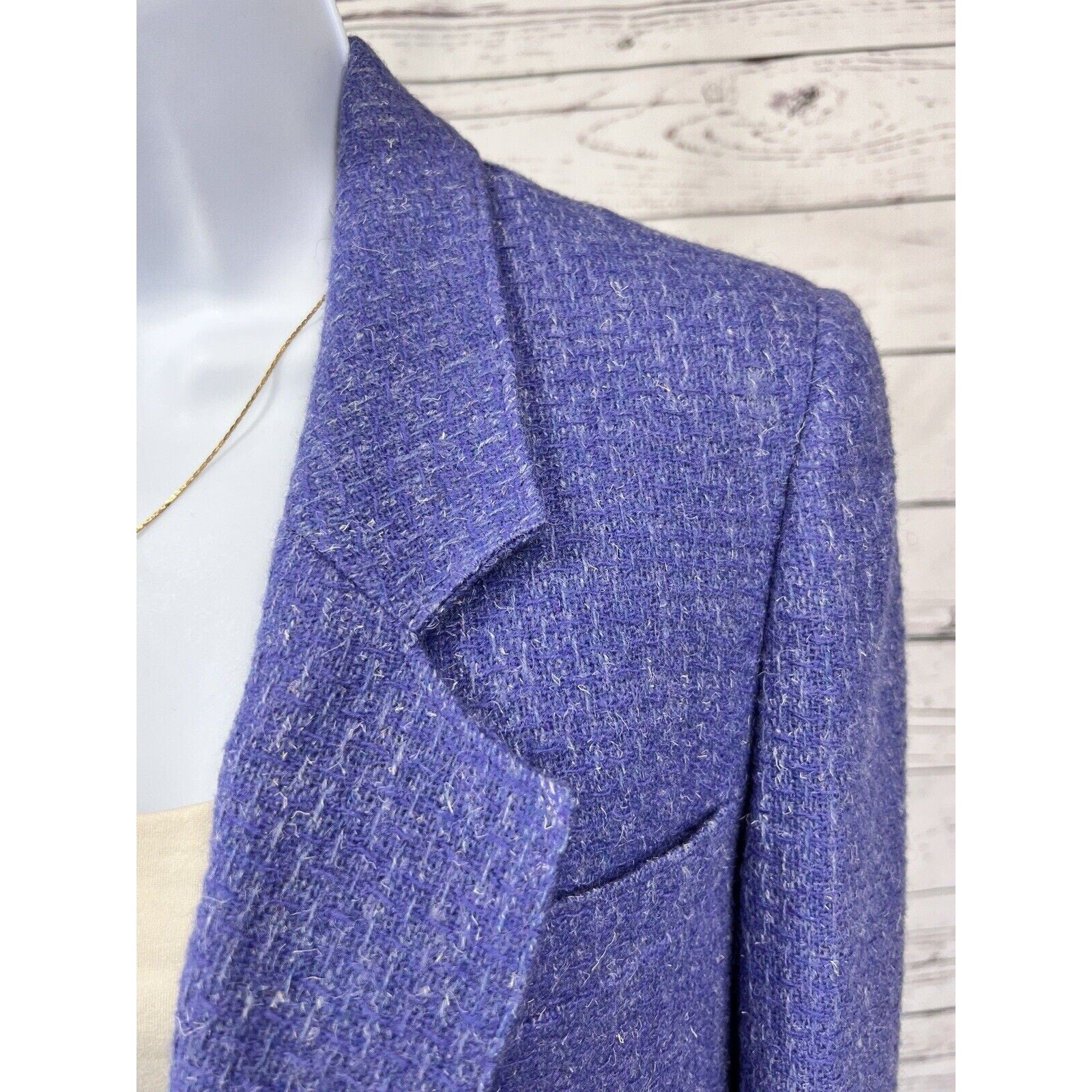 Pendleton Vintage Tweed Wool Suit Jacket Blazer Skirt Womens Size 6 Purple Lined