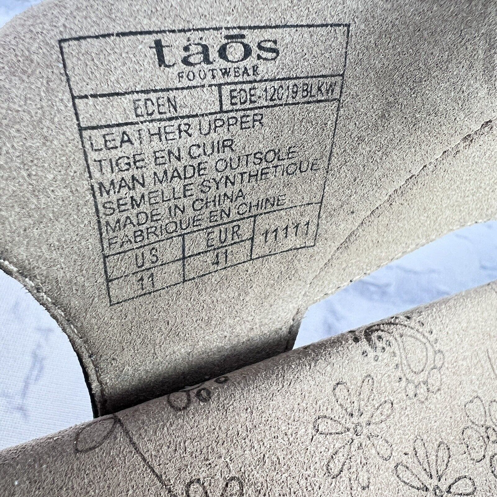Taos Eden Sandals Women’s 11 Leather Black Adjustable Straps Casual Shoe