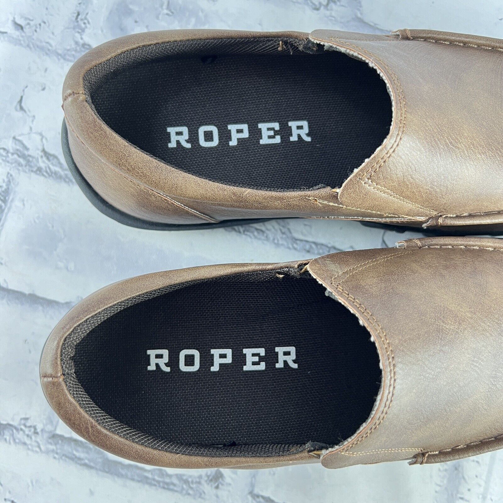 Roper Trent Loafer Mens Size 9 Slip-On Casual Driving Shoe Brown Faux Leather