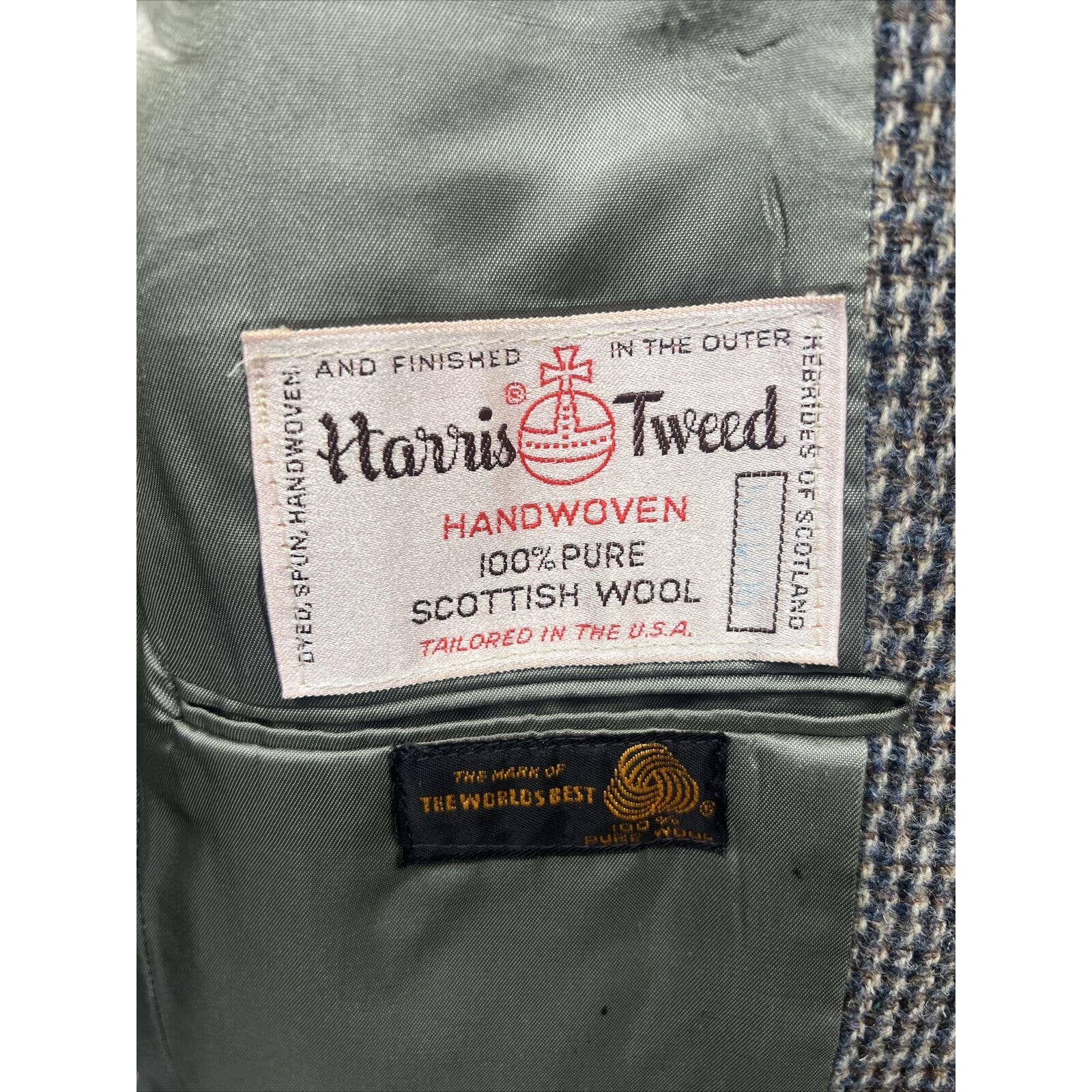 Harris Tweed 2 Button Sport Coat Mens 42L 100% Scottish Wool Brown Jacket Blazer