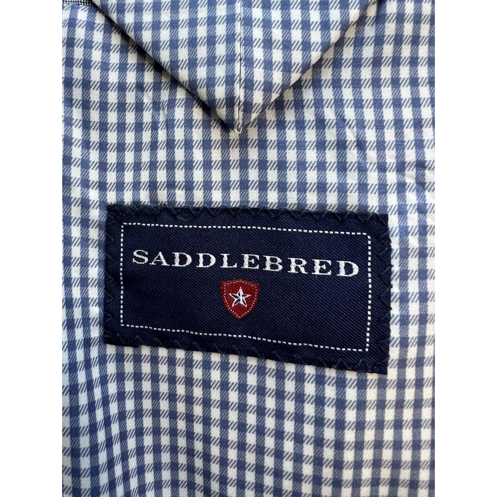Saddlebred 2 Button Sport Coat Men’s 50R Cotton Jacket Blazer Blue Casual