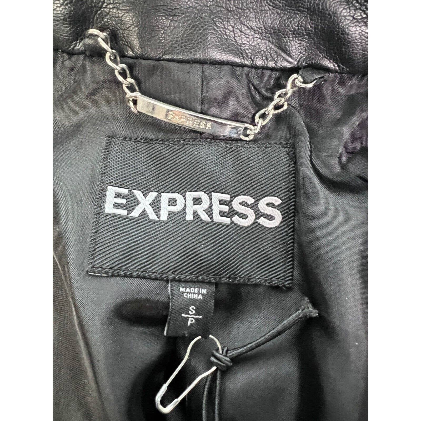 Express Faux Leather Moto Jacket Womens Small Black Lightweight Biker Vegan