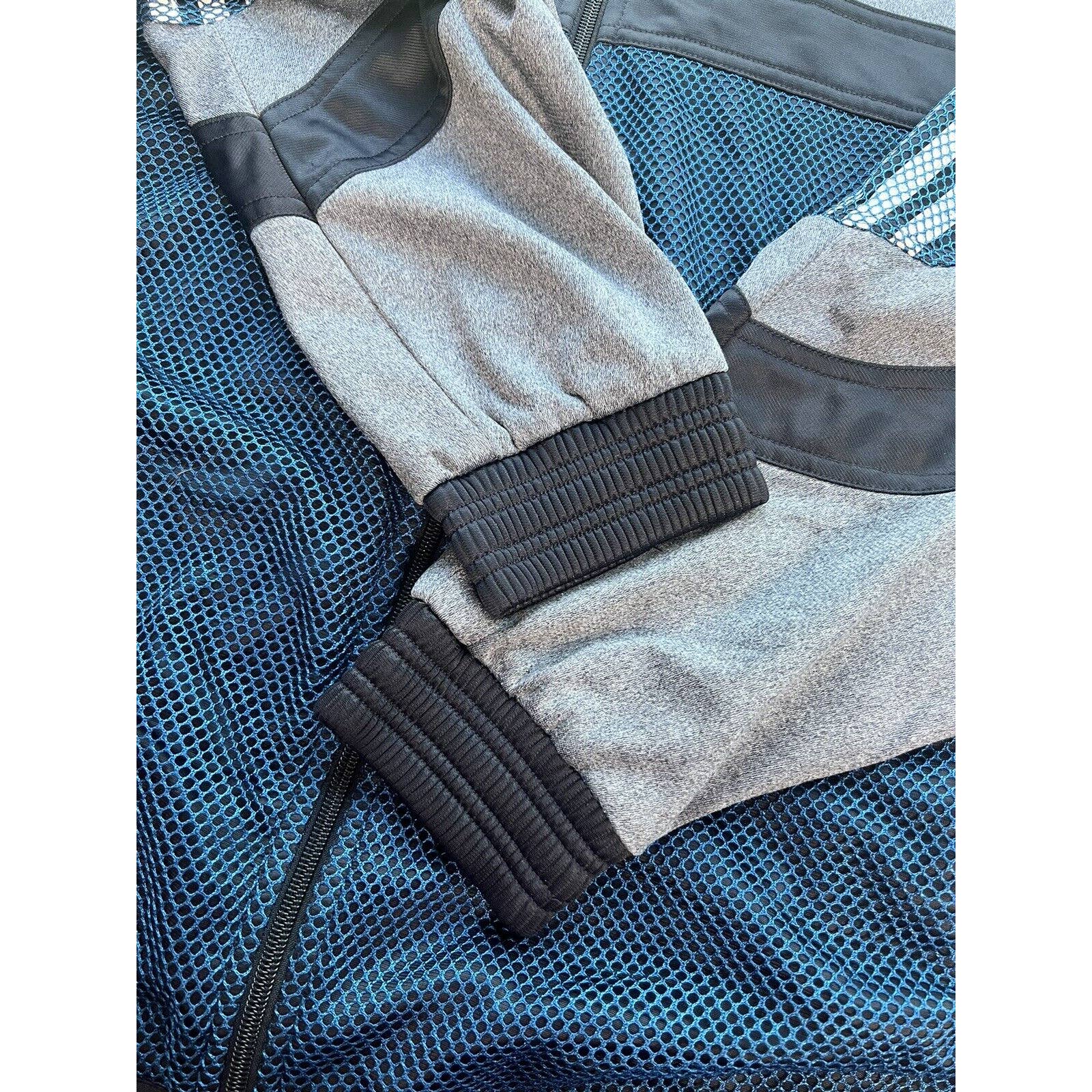 Vintage Adidas Warm Up Jacket Men’s XL Full Zip Mesh Lightweight Black Blue Gray