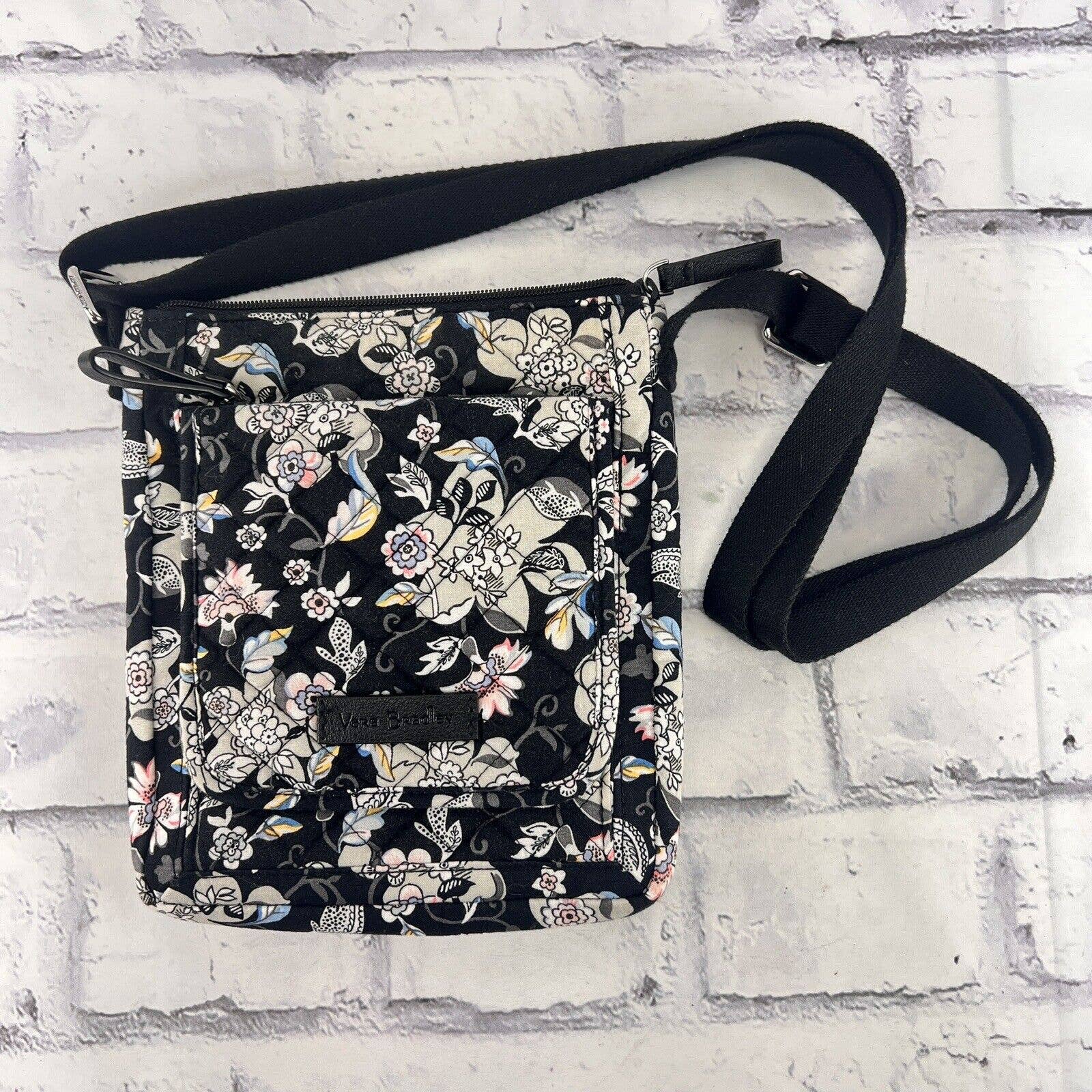 VERA BRADLEY Mini Hipster Crossbody Shoulder Bag Holland Garden Black Floral