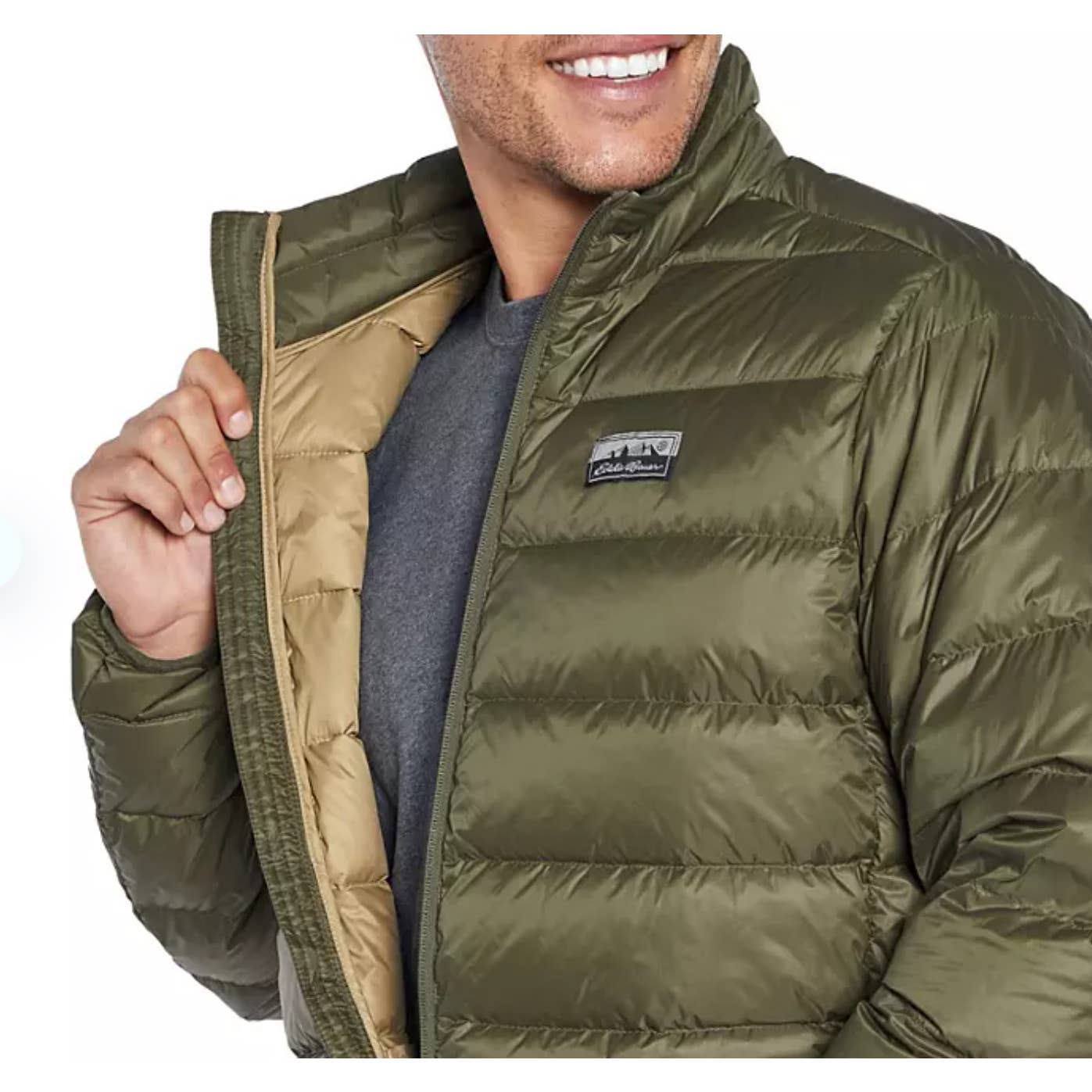 Eddie Bauer Micro Light IV Down Jacket Mens Large Packable Olive EB650