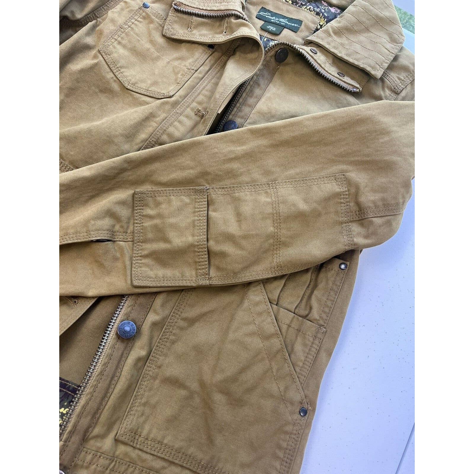 Eddie Bauer Workwear Jacket Women’s Small Waxed Cotton Canvas Chore Coat Bronze