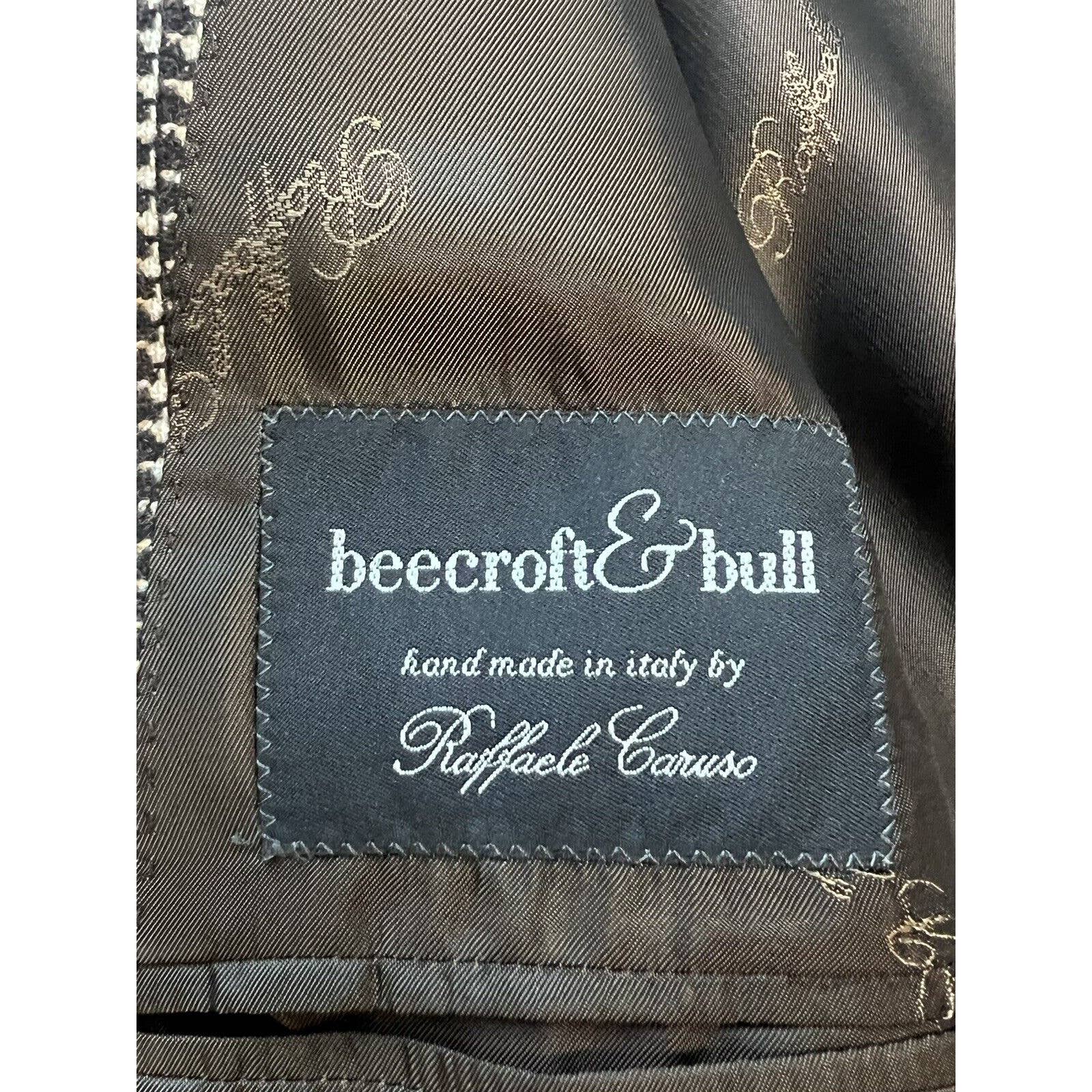 Beecroft & Bull 2 Button Sport Coat Mens 44R Brown Handmade In Italy Blazer