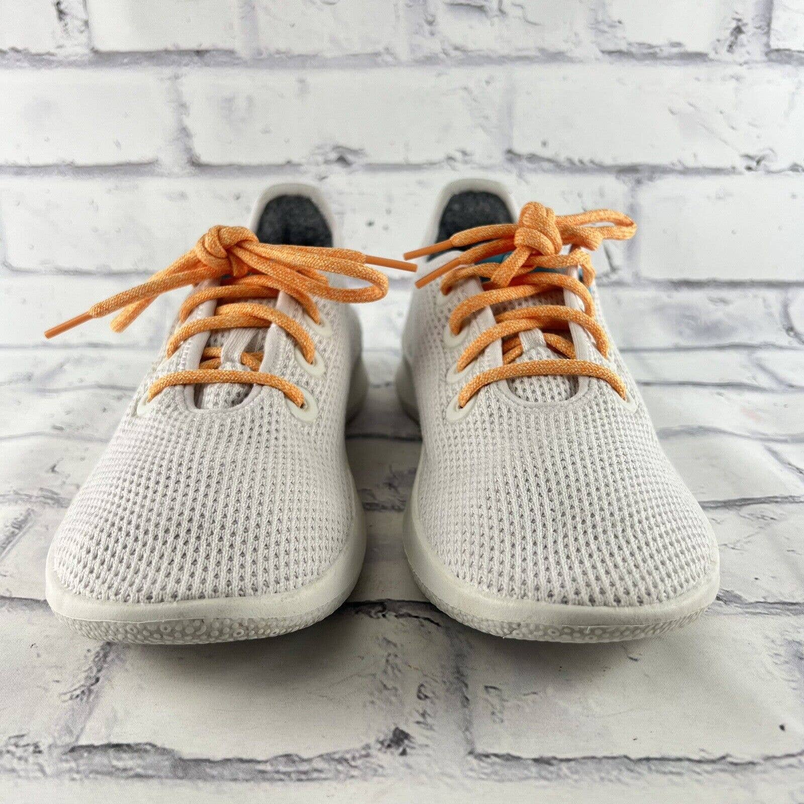 Allbirds Tree Runners Running Shoes Women's 9 White Sneakers Orange Laces