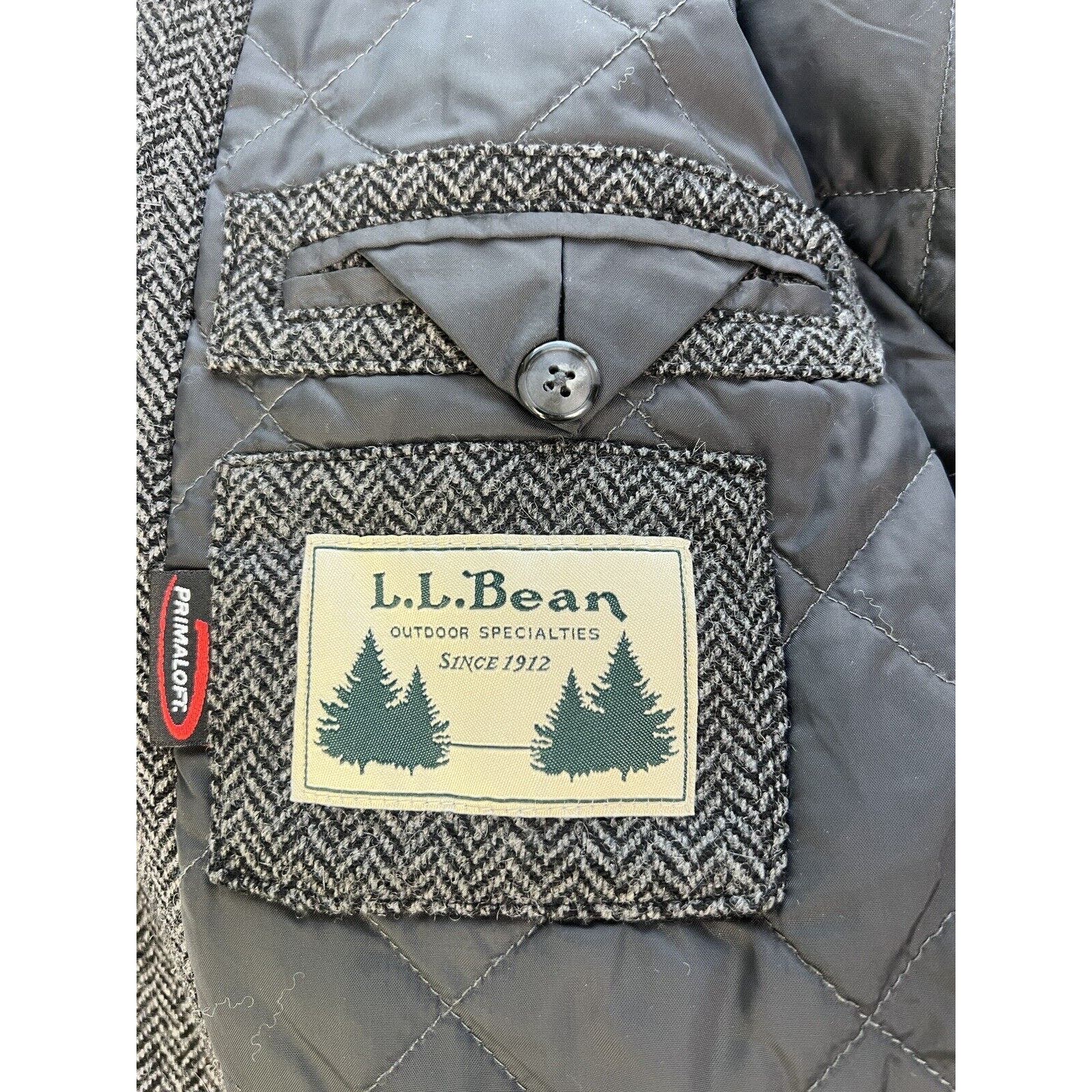 L.L. Bean Tweed Sport Coat Men’s 44S Primaloft Shetland Wool Herringbone Gray