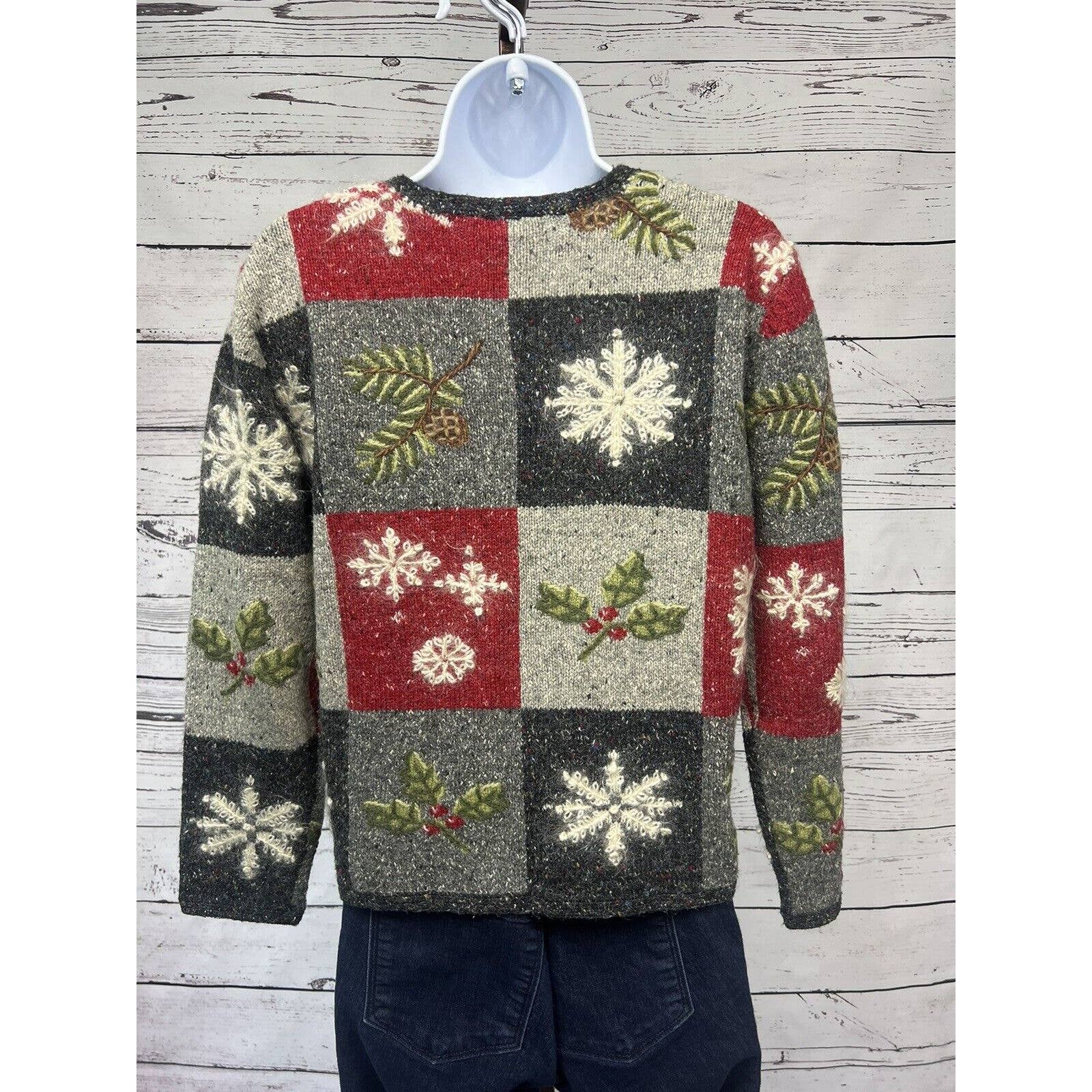 Talbots Cardigan Sweater Women’s Petite Small Christmas Winter Theme Mohair Wool