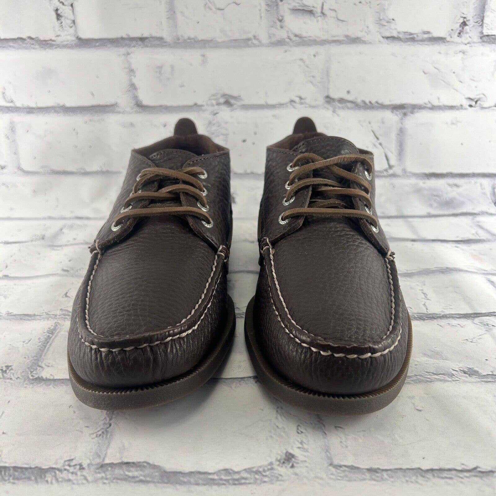 Sperry Top Sider Chukka Boots Mens 10.5 M Pebbled Leather Chocolate Brown
