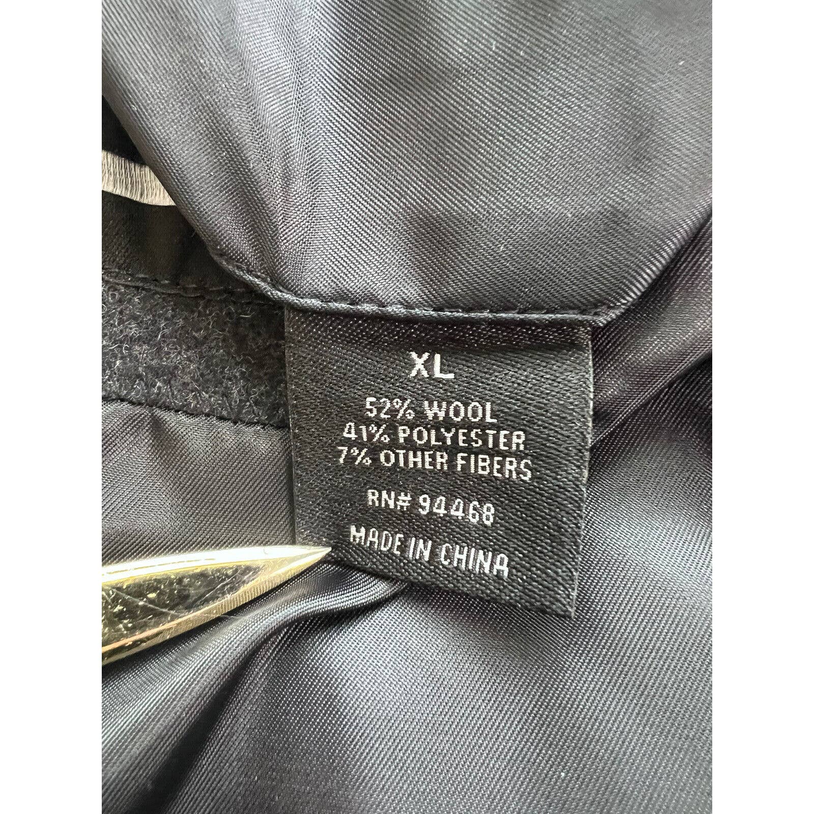 JF J. Ferrar Overcoat Men’s XL Charcoal Black Wool Polyester Blend Jacket