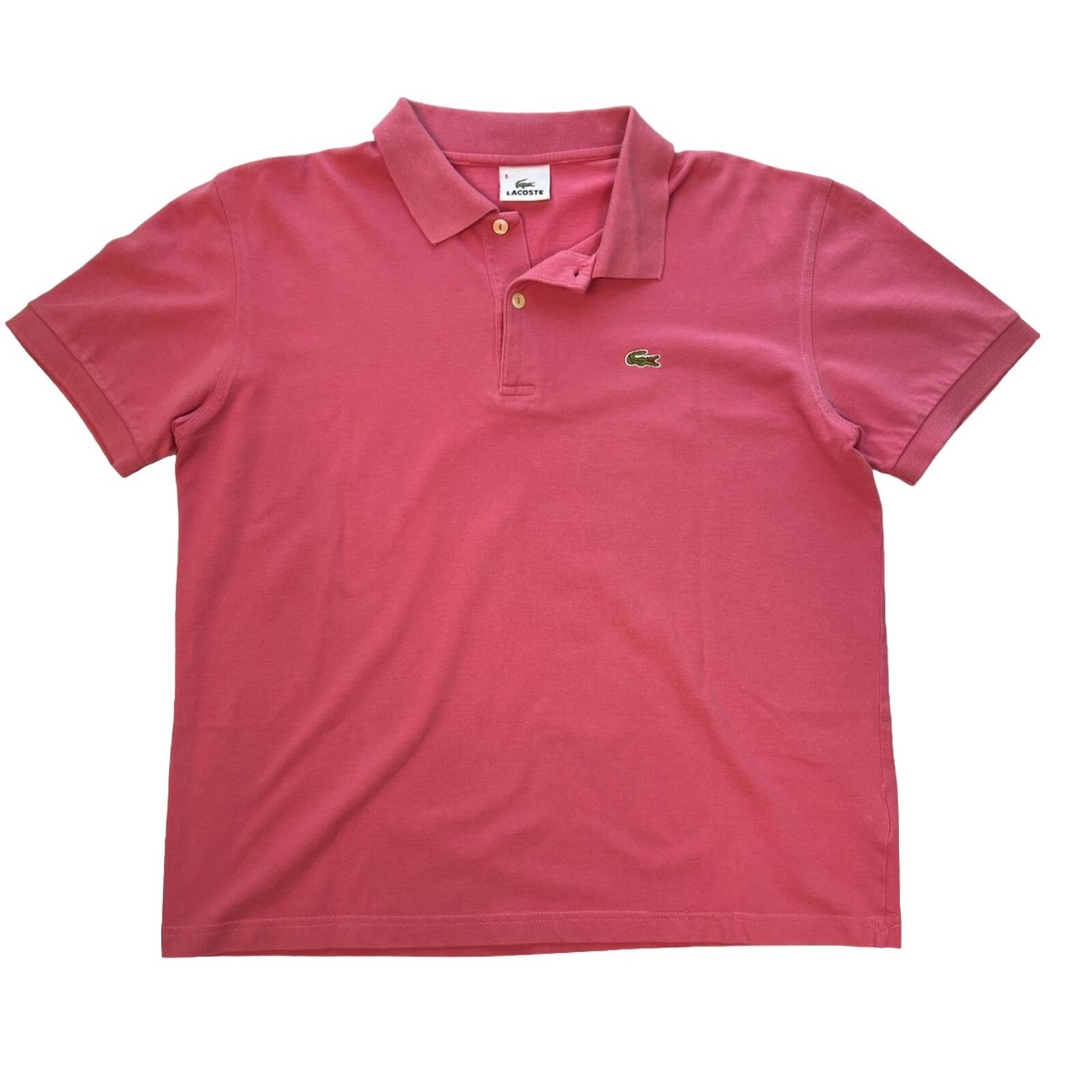 Lacoste Polo Shirt Mens Size 5 Pink Cotton Knit Short Sleeve Casual Comfort Med