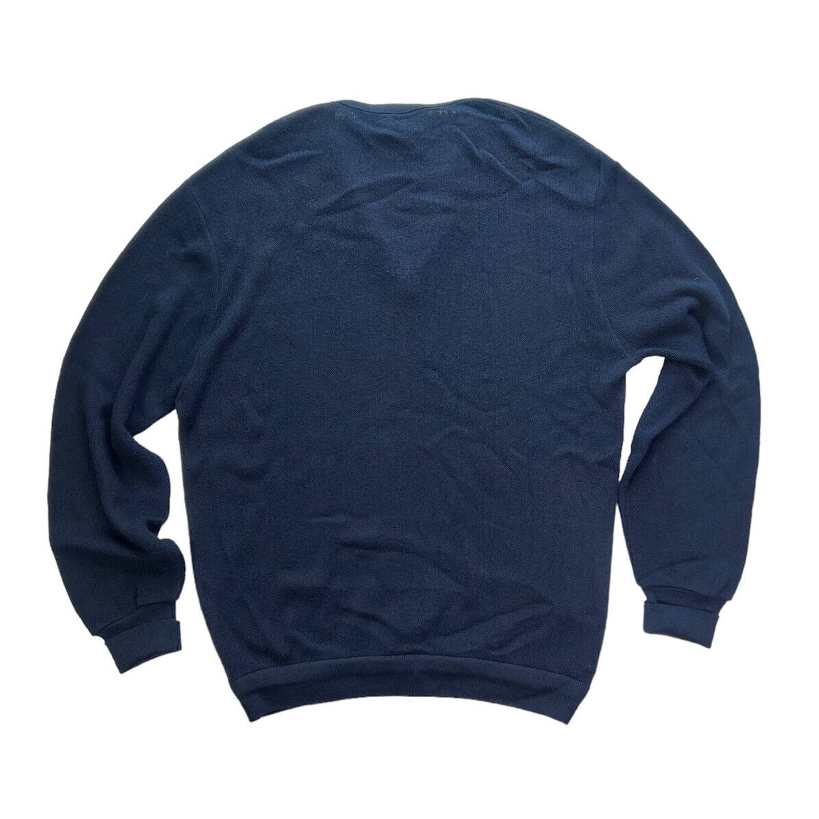 Vintage Izod Lacoste Sweater Mens Xl V Neck Orlon Acrylic USA Made Navy Blue