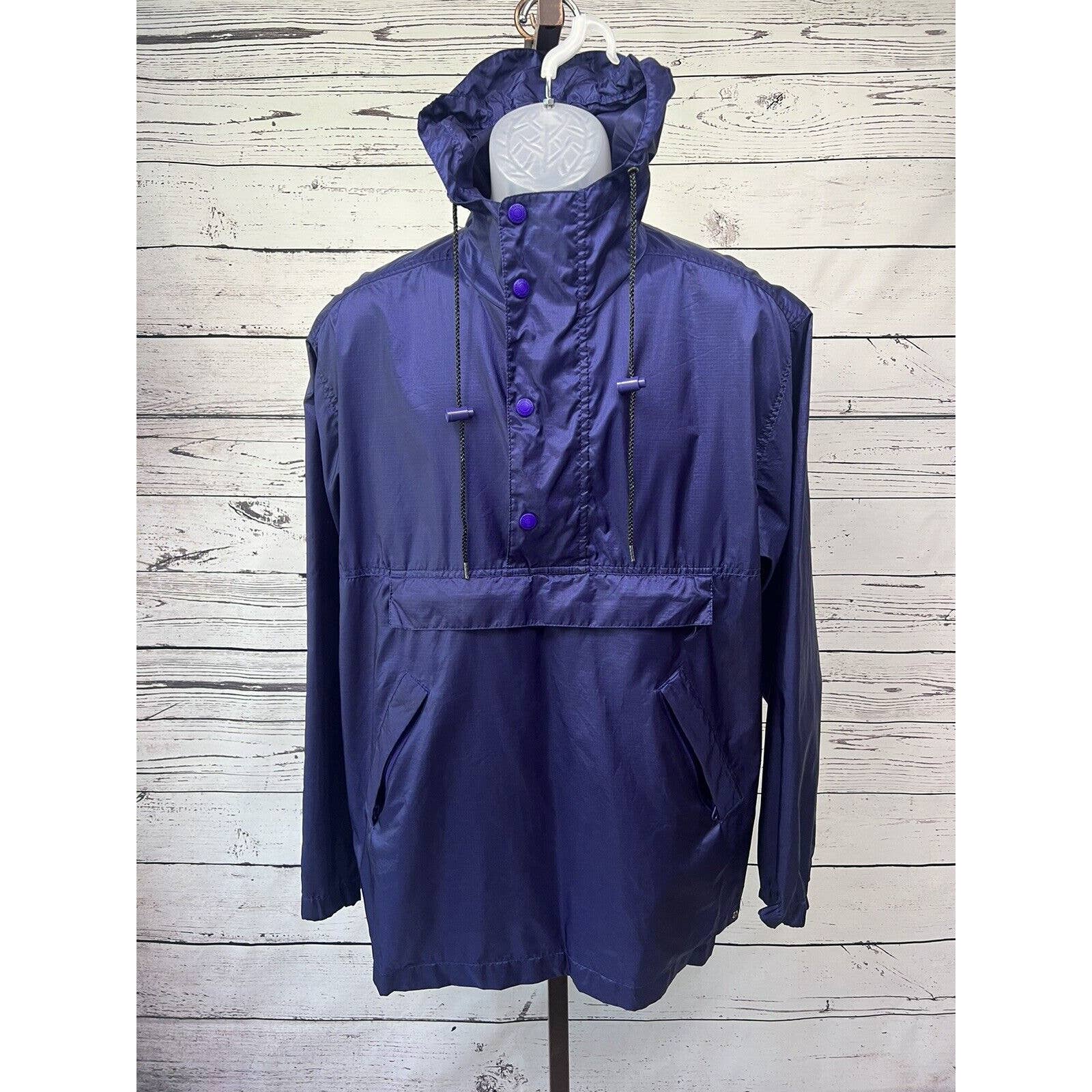 Eddie Bauer Sak Anorak Windbreaker Mens Medium Purple Rain Jacket Pullover
