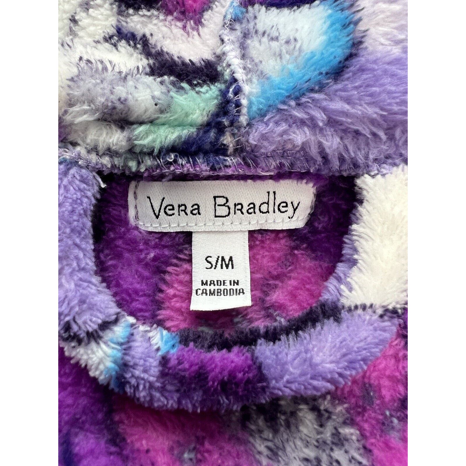 VERA BRADLEY Hooded Robe Women’s Small Medium Purple Floral Plush Belted Pockets