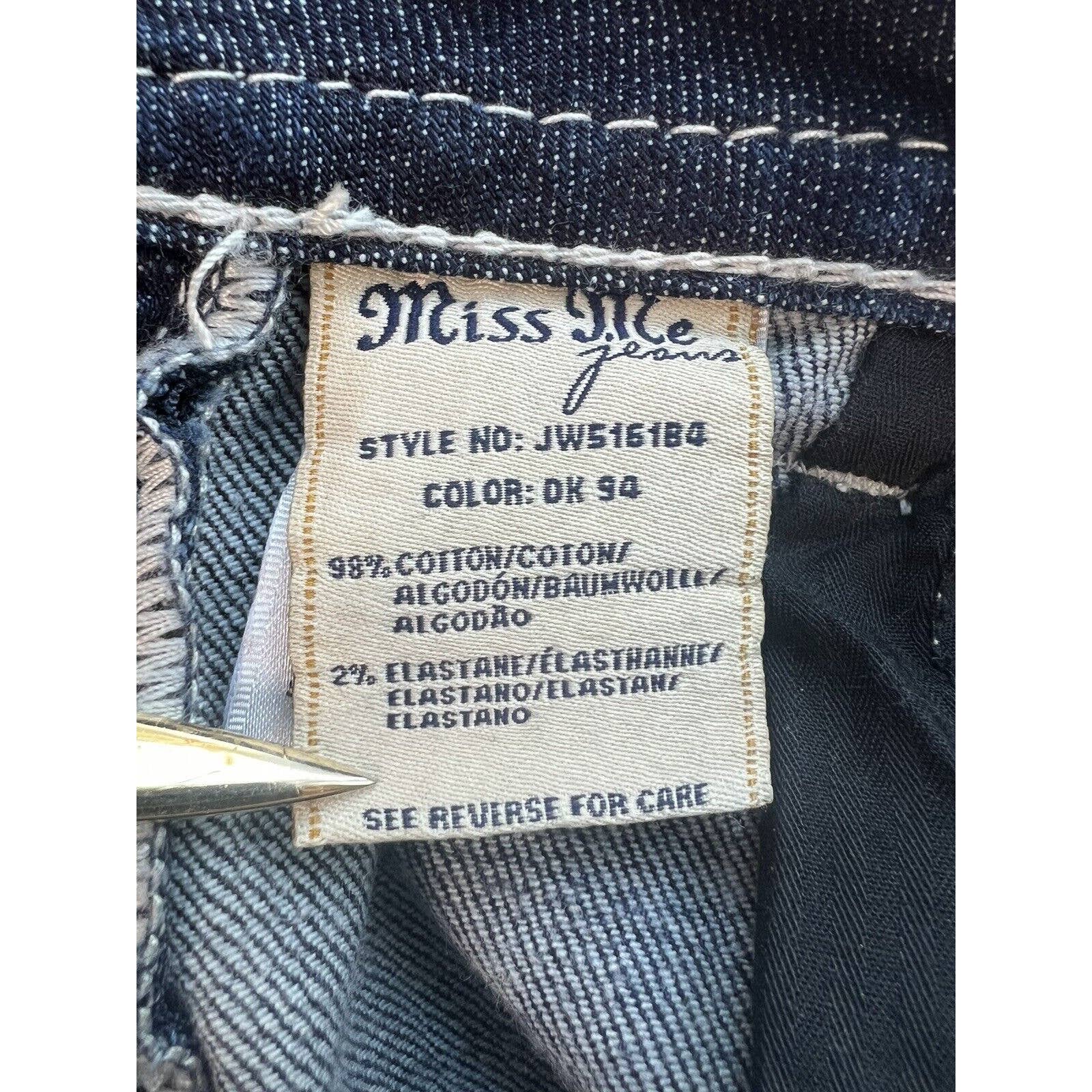 Miss Me Bootcut Jeans Women’s 26 Dark Wash Rhinestones Frayed Hem 26x30 JW5161B4