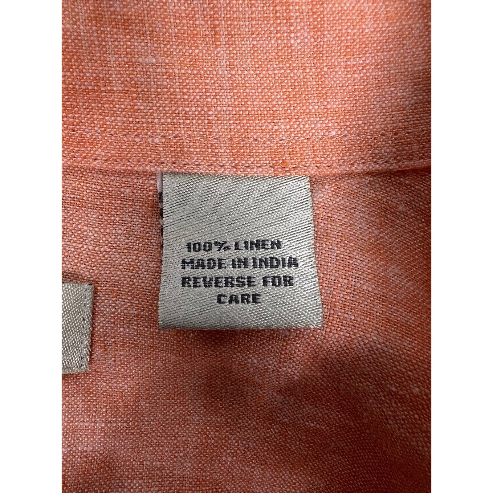 Peter Millar Linen Button Up Shirt Mens Large Long Sleeve Pastel Orange Relaxed