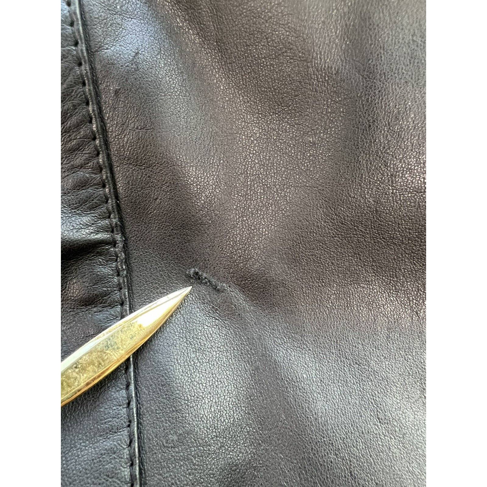 Vintage Genuine Leather Moto Jacket Women’s Small Black Asymmetrical Zipper